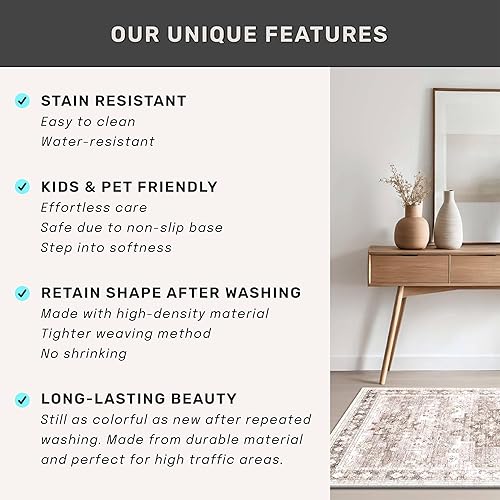 Miniatura 337 de Alfombra Boho Negra para Sala de Estar - Alfombra de Área Lavable de 10x14 Pies, Alfombras de Comedor para Debajo de la Mesa, Alfombra Suave de Pelo