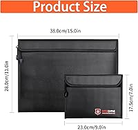 Vista 2 de Bolsas de documentos ignífugas, (15 x 11 y 9 x 7 pulgadas), bolsa de dinero ignífuga que no pica, bolsa de cartera ignífuga, juego de bolsas