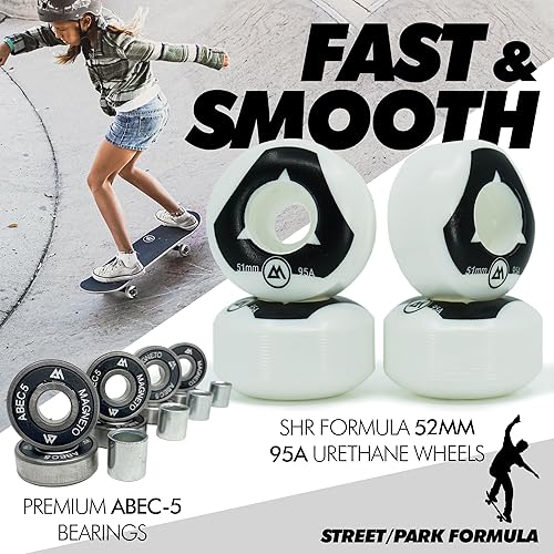 Miniatura 7 de Magneto Patineta completa  Madera de arce  Rodamientos ABEC 5  Tabla cóncava de doble patada  Monopatín para niños  Patinetas para principiantes,