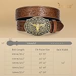 Western Belt Cowboy Belts for Men Women, Western Real Leather Belts Bull Buckle Belt Embossed Belt for Jeans Gifts JASGOOD