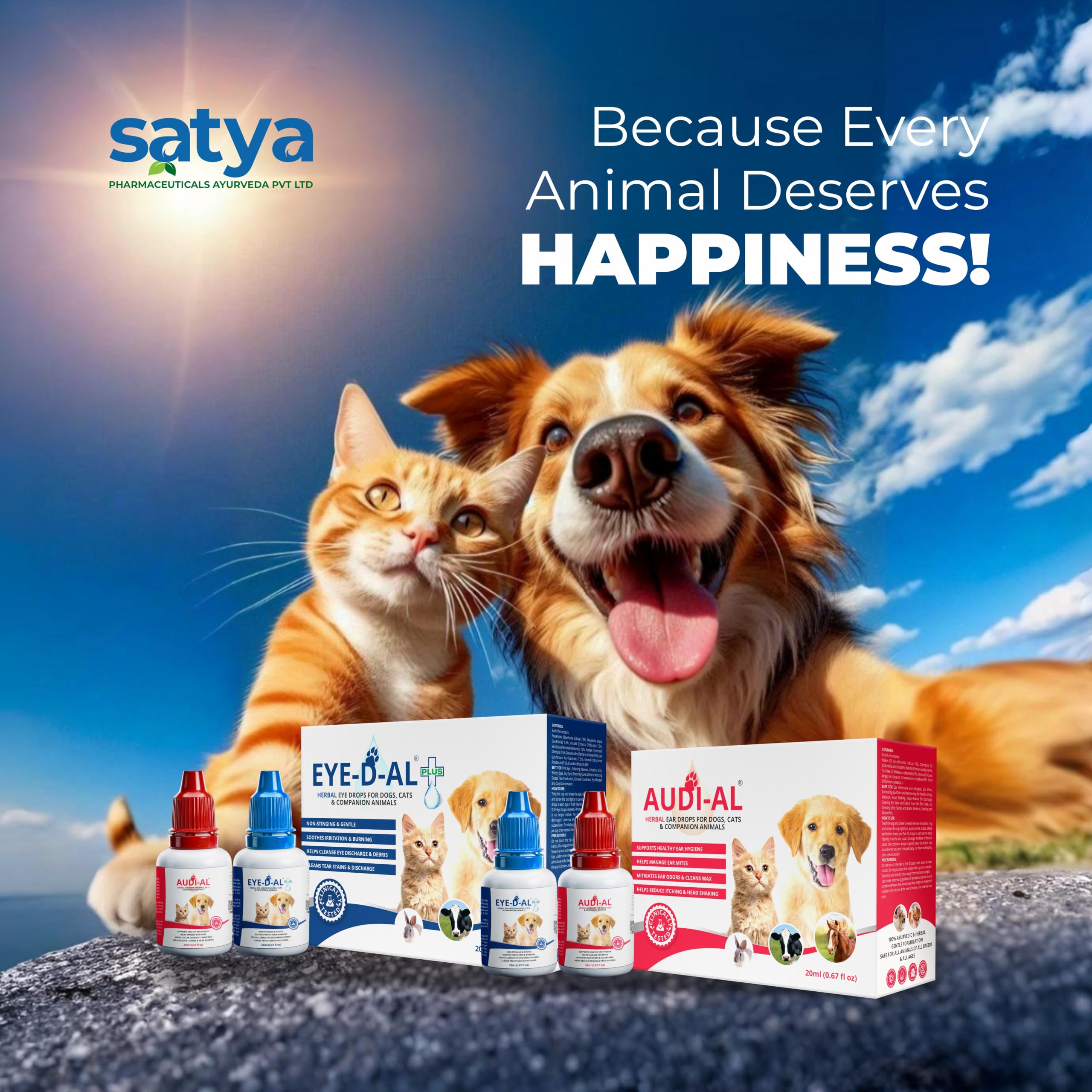 Eye-D-Al+ & Audial for Dogs and Cats | Pet Eye & Ear Care Kit Combo | Eye Drops | Ear Drops | 100% Herbal | Gentle & Non-Stinging | No Side Effects | Pack of 1 (20ml + 20ml) 3