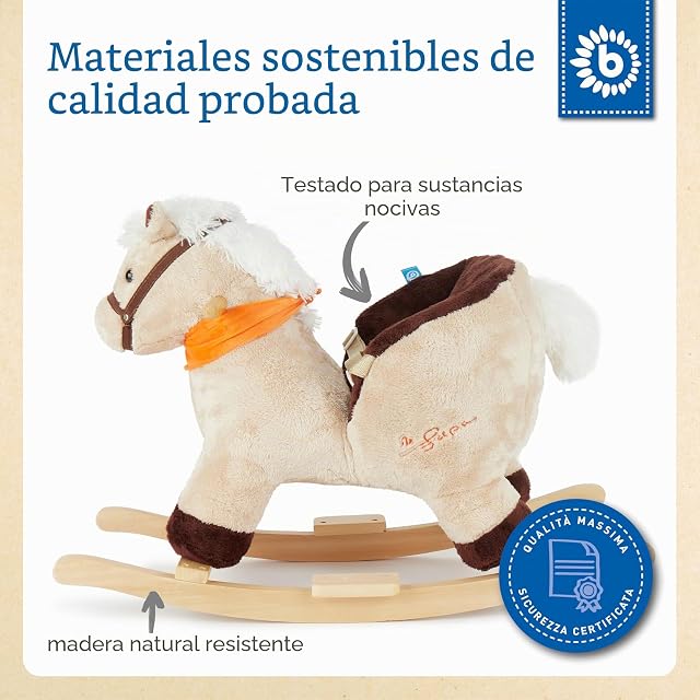 Foto 6 de 7 de Bieco 74000422 - Balancín de Peluche para niños a Partir de 9 Meses, con Estructura de Madera, cinturón…