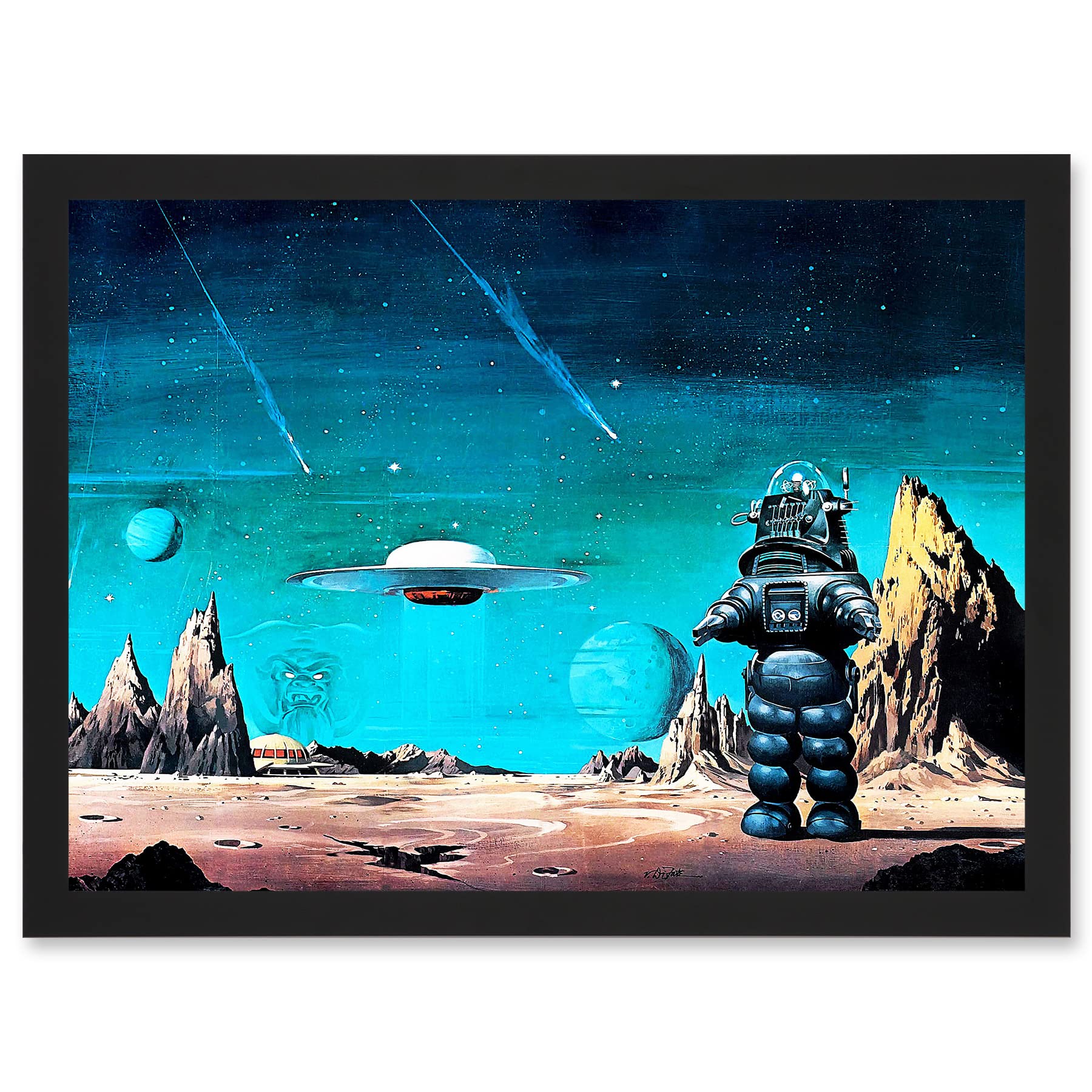 Forbidden Planet Space Stars Sci Fi USA A4 Framed Wall Art Print - Artery8