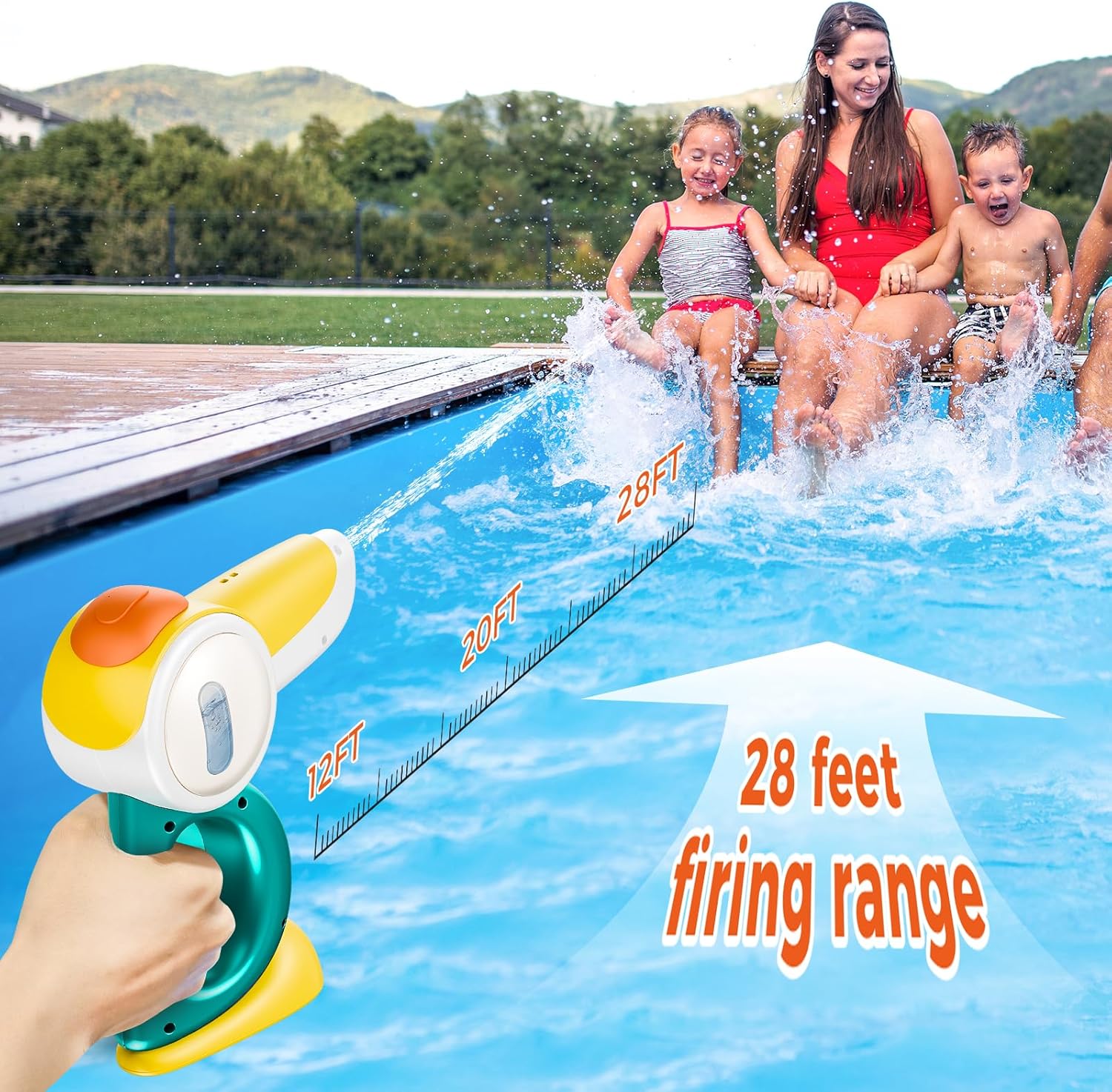 Electric Water Gun for Kids & Adults, Automatic Water Blaster with 600ml Large Tank, 28 Ft Long Range & 300+ Shots Per Fill for Ipx7 Waterproof Automatic Water Gun, Summer Pool Beach Toy Gift