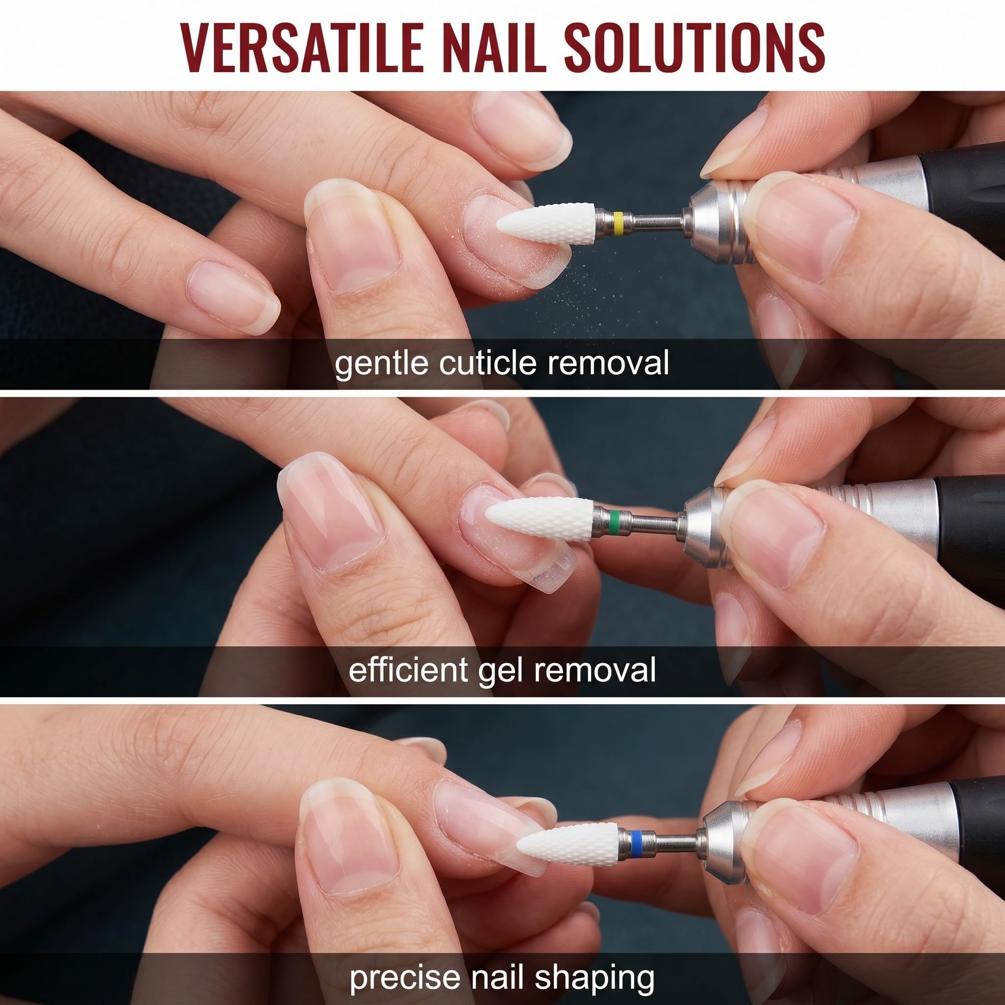 5 Punte Fresa per Unghie in Ceramica Professionale, Kit per Rimozione di Gel, Acrilico e Cuticole, Set Manicure e Pedicure con Custodie, Compatibilità Universale 3/32"