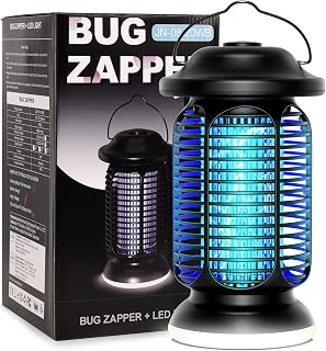 Bug Zapper for Indoor and Outdoor Use, 100% Enhanced Mosquito Control Effect, Fly Zapper with 18W Blue-Violet Light and 2W LED Lamp, Coverage Area of 1/2-1 Acre, Perfect for Patio, Backyard, Home