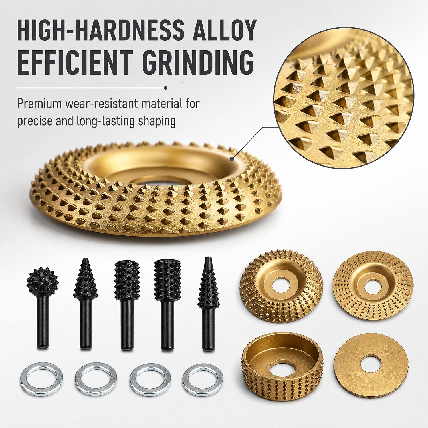 14PCS 4 in &4.5 in Wood Carving Disc Set for Angle Grinder 5/8 in Arbor