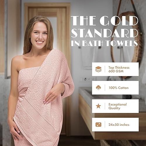 Vista 50 de Wealuxe - Juego de 6 toallas de baño blancas de 24 x 50 pulgadas, juego de toallas de algodón extra absorbentes para baño Blanco,Negro,Gris,Azul