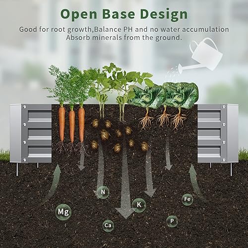 Miniatura 2 de Anyelse Cama de jardín elevada galvanizada para exteriores, para verduras, flores, hierbas, caja grande de metal pesado, kit de acero con estaca de