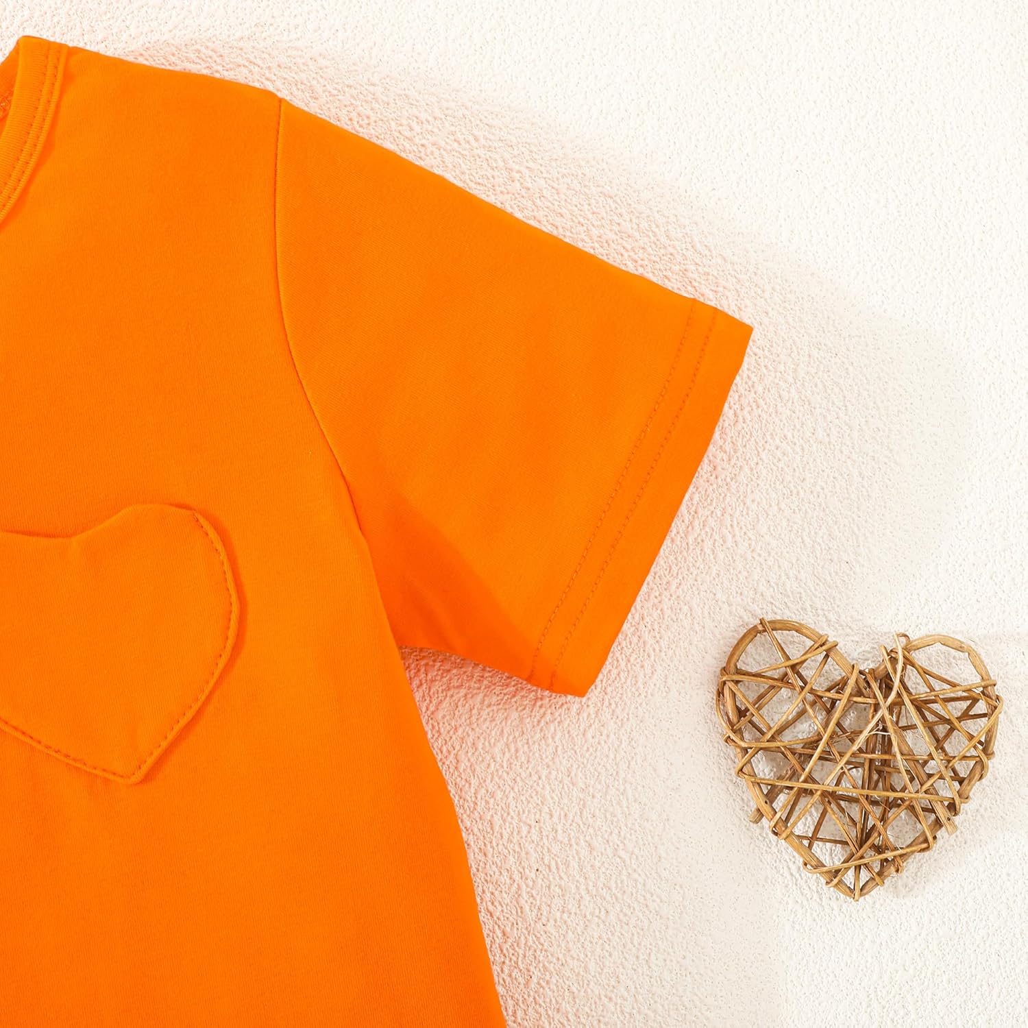 1-14Y Toddler Girls Shirt Baby Girl Blouse Solid Color Short Sleeve Heart Pocket T-Shirt Casual Cotton Tee Plain Top - Image 7