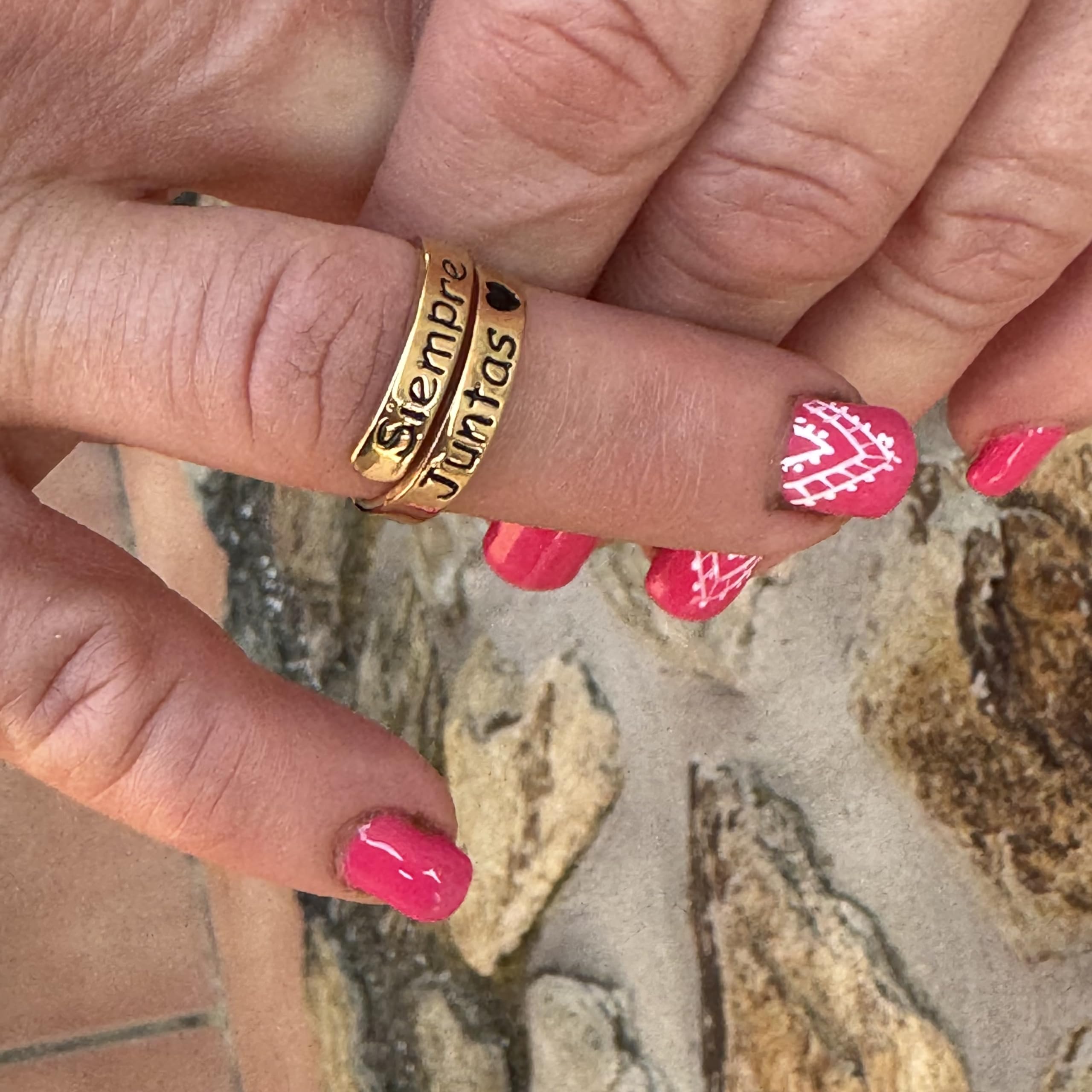 Anillo Personalizado para Mujer Adaptable con frase Siempre Juntas en Plata de Ley. Regalo ideal para Día de la Madre, Navidad, Cumpleaños. Regalo para Amigas.