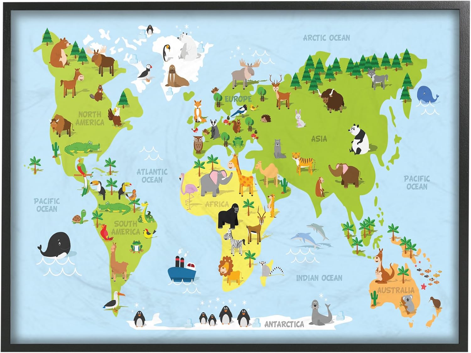 The Kids Room by Stupell World Map Cartoon And Colorful