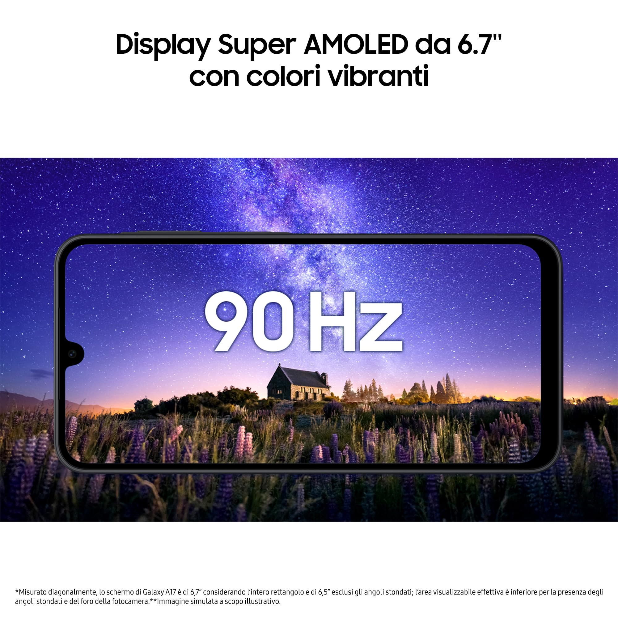 Samsung Galaxy A17 5G, 3 anni di Garanzia del produttore, Android 15, Display Super AMOLED 6.7", 8GB RAM, 256GB, Batteria 5.000 mAh, Resistenza IP54, memoria espandibile, Black [Versione Italiana]