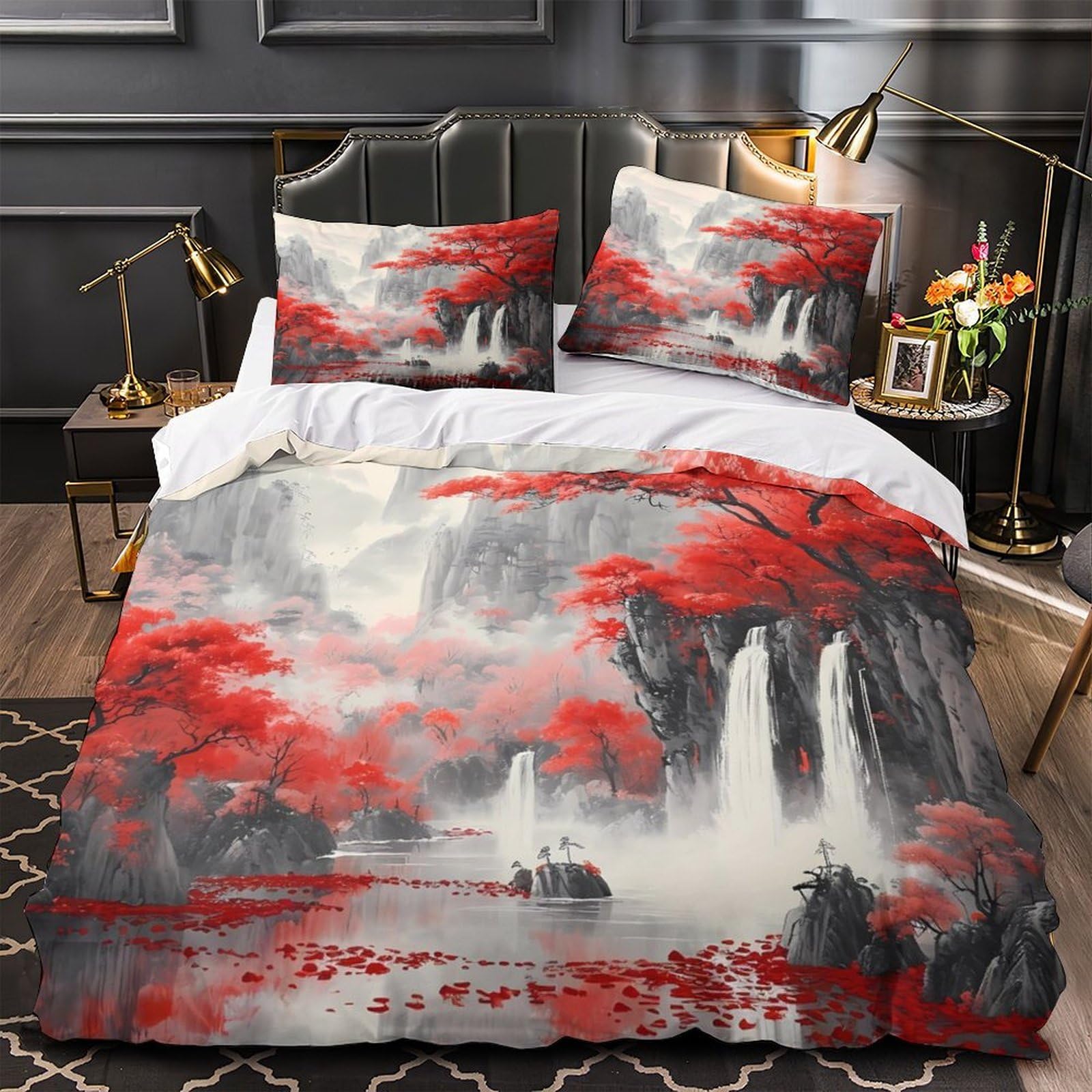 Housse de couette encre de chine entretien facile anti-allergie