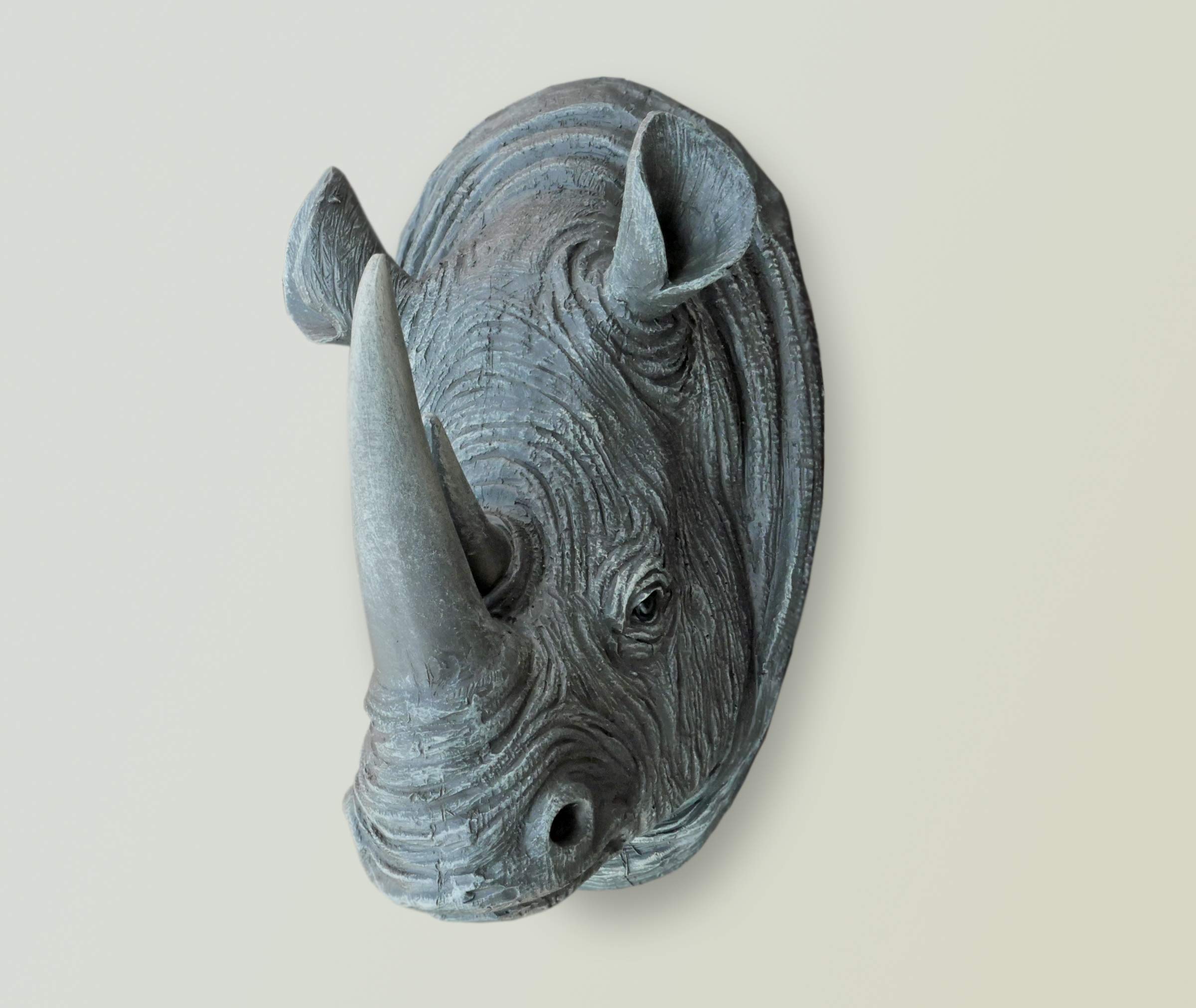 Best Value Here Wall Mounted Silver Stag Head Deer Large Antlers Reindeer Elephant Lion Tiger Rhino Wolf Wall Art Hanging Sculpture (Rhino Grey)
