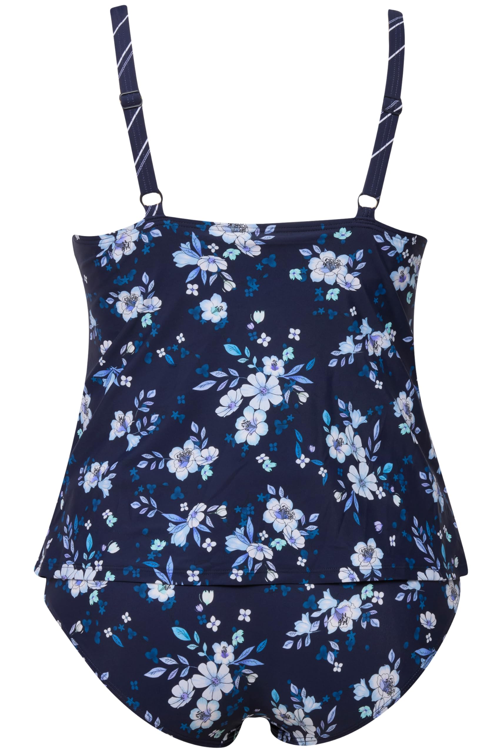 Ulla Popken Damen große Größen Übergrößen Plus Size Tankini, Umstandsmode, Blüten/Ringel, Raffung, verstellbare Träger 825430