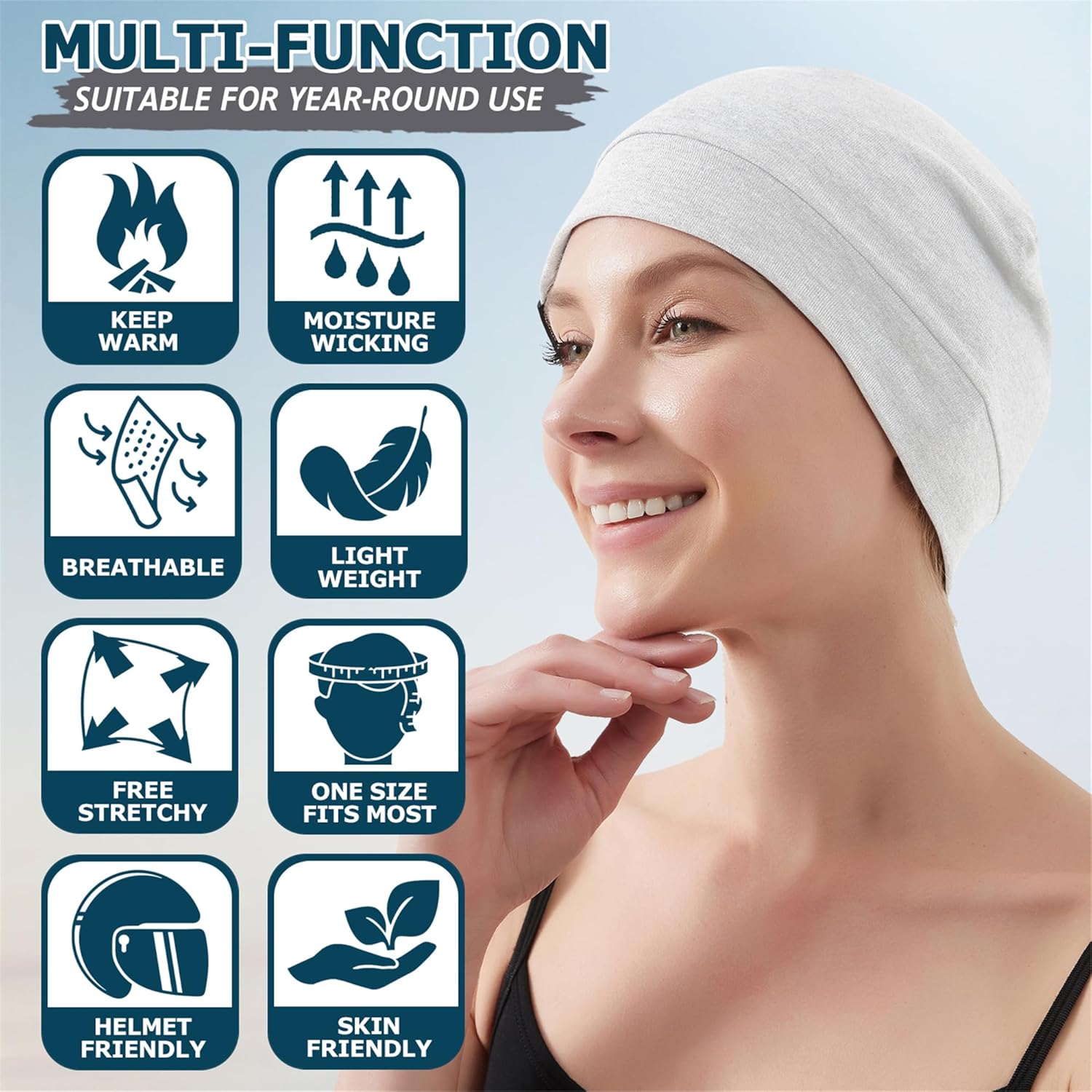 thumbnail image 2 of 4-Pack Breathable Mesh Skull Caps - Sweat-Wicking Beanie For Men/Women (Machine Washable) 2 of 11