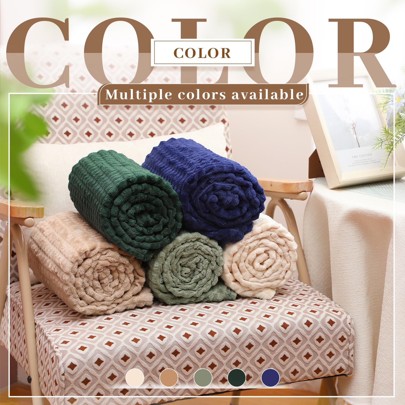 Buryeah 6 mantas de franela de forro polar a granel de 50 x 60 pulgadas, mantas de felpa suave y mullida, diseño cuadrado de cuadrícula jacquard 3D, manta a cuadros para sofá, silla, regalos de boda