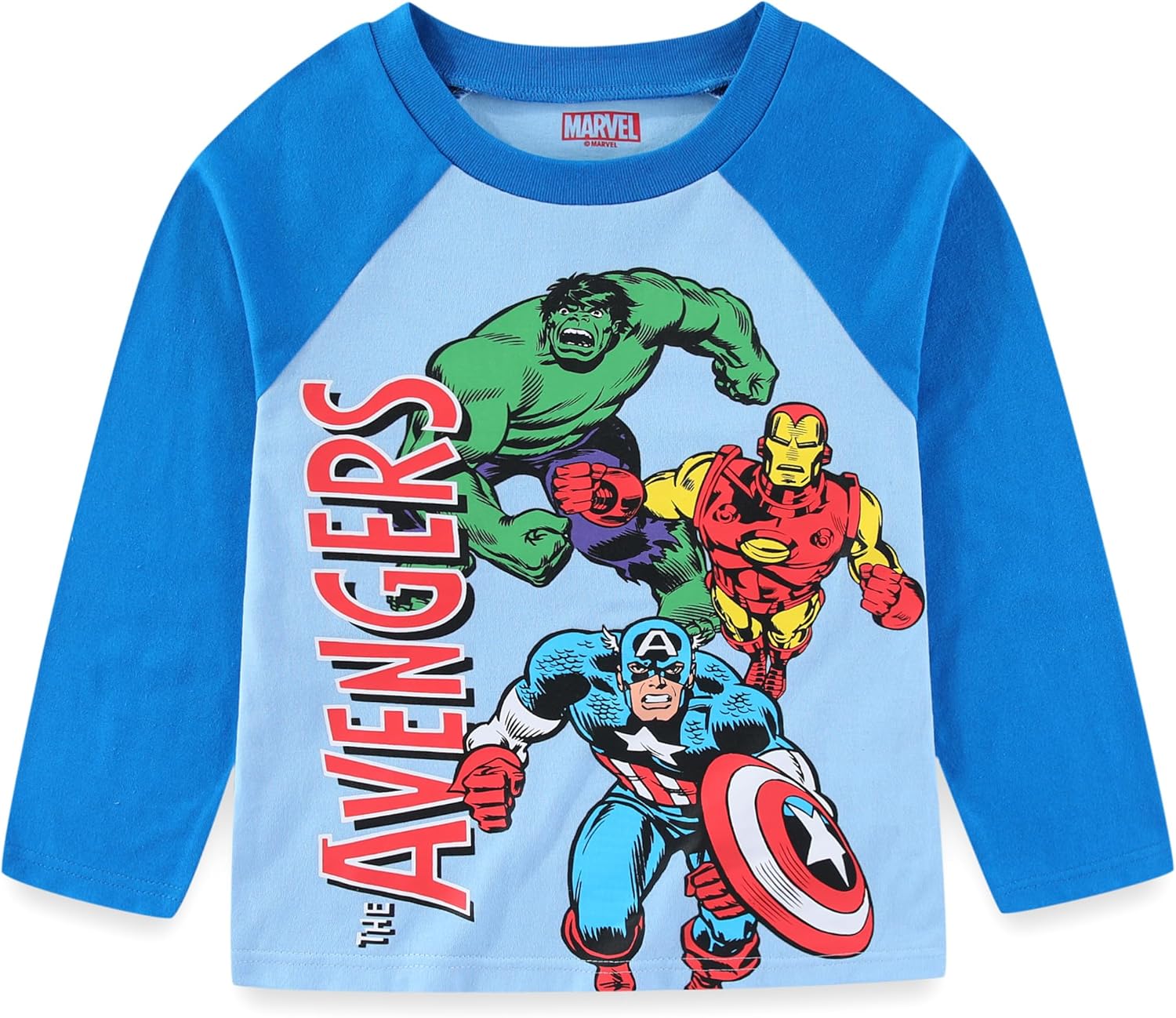 Marvel Avengers Captain America Hulk Iron Man Boys 2 Piece Long Sleeve Shirt and Pants Set for Toddler and Big Kids - Image 2