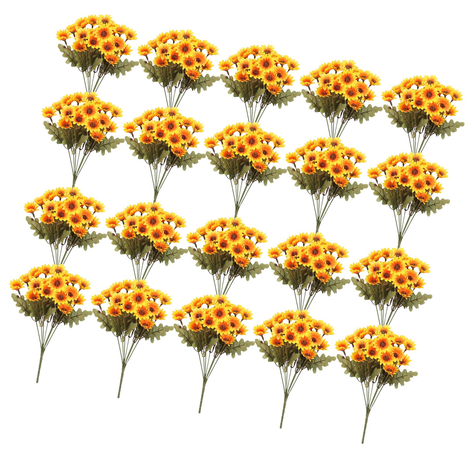 NMFLAB 25Pcs Realistic Flower Stems Waterproof Sunproof Artificial Camomile Flower for Wedding Bouquet Home Decoration Wedding Blossomy Arrangements