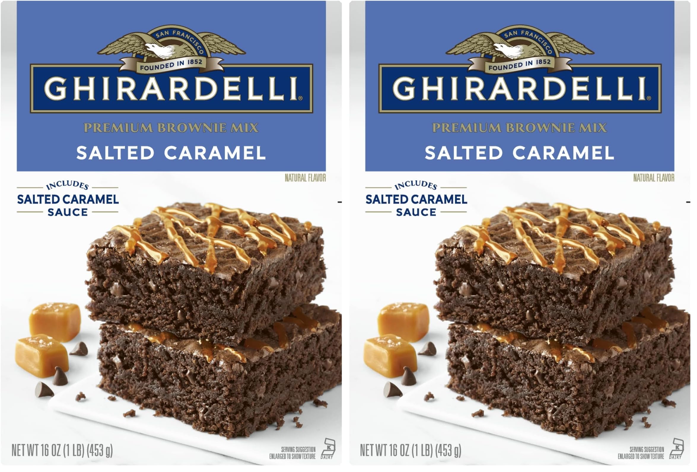 Salted Caramel Premium Brownie Mix by Ghirardelli – 16 Ounce (Pack of 2), Pack of 2, Model 722-1772