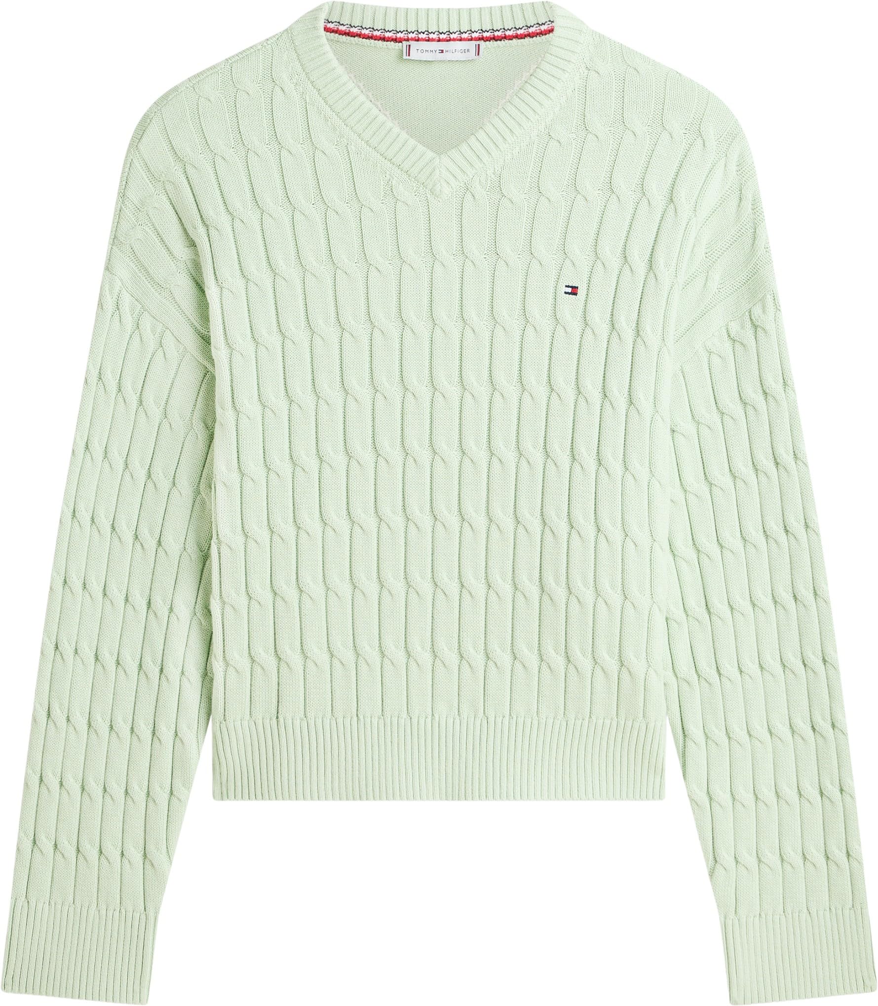 Tommy Hilfiger Co Cable Mid GG RLX LS V-nk Swt Ww0ww48433 Pullover Donna (Pacco da 1)