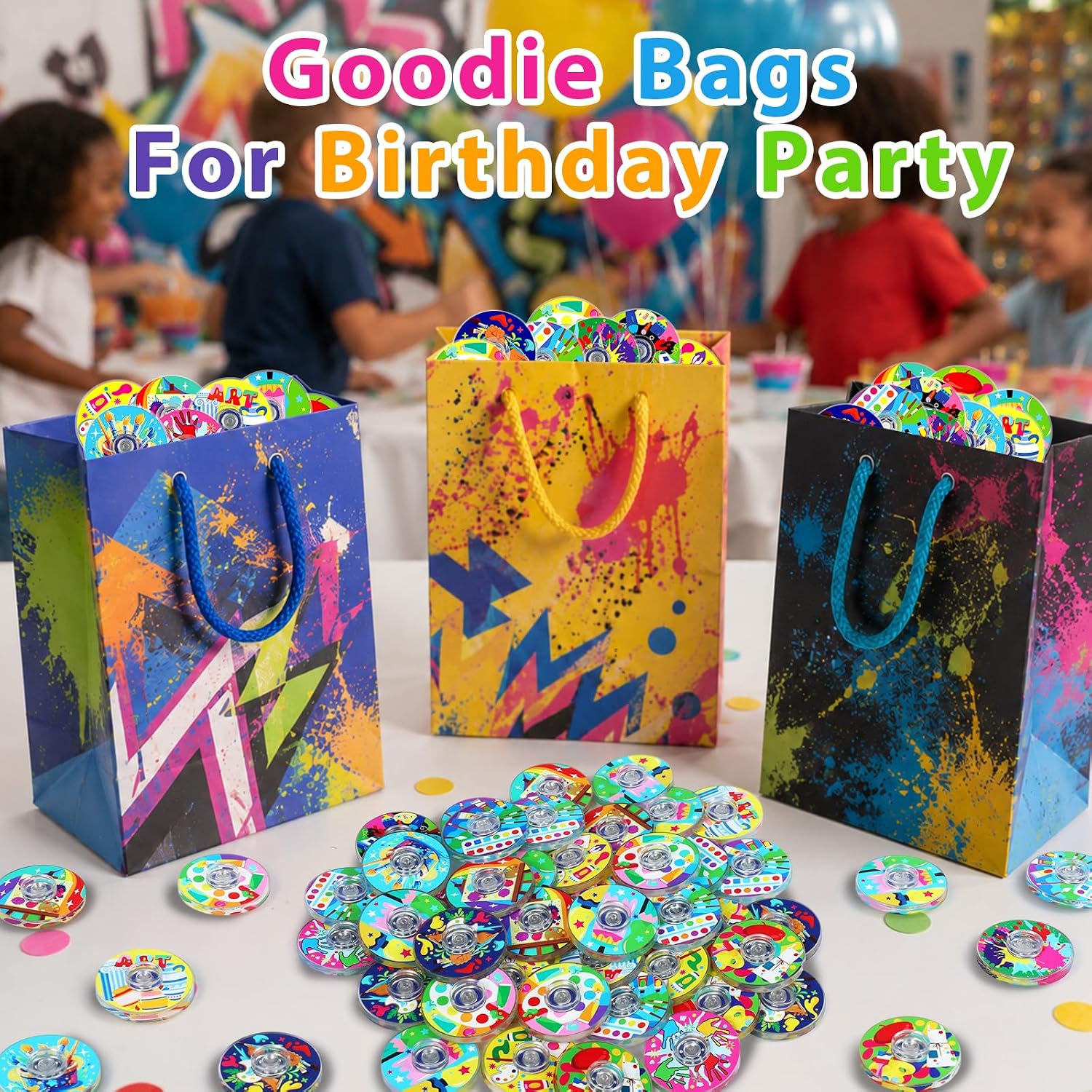 SCIONE 52 Pack Art Party Favors Fidget Spinner for Kids Birthday, Paint Fidget Spinner Bulk for Classroom Rewards, Goodie Bag Stuffers, Art Room Party Supplies
