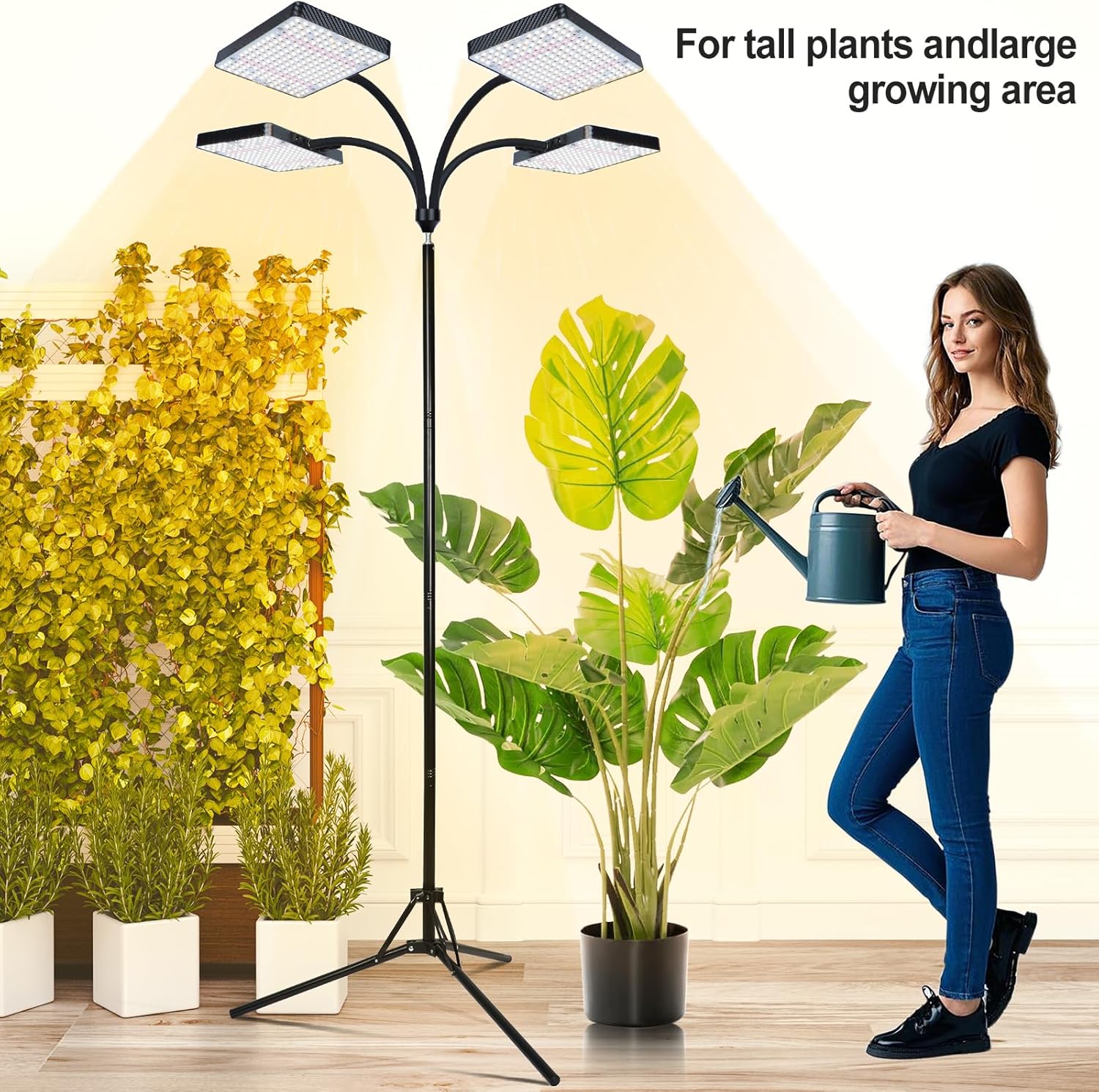 Grow Light with Stand, Orchbloom Grow Lights for Indoor Plants 100W, Natural Sunlight Full Spectrum Plant Growing Lamps for Houseplants & Bonsai Tree, 4/8/12 Hr Timer Plant Light Auto On/Off Everyday - Image 2