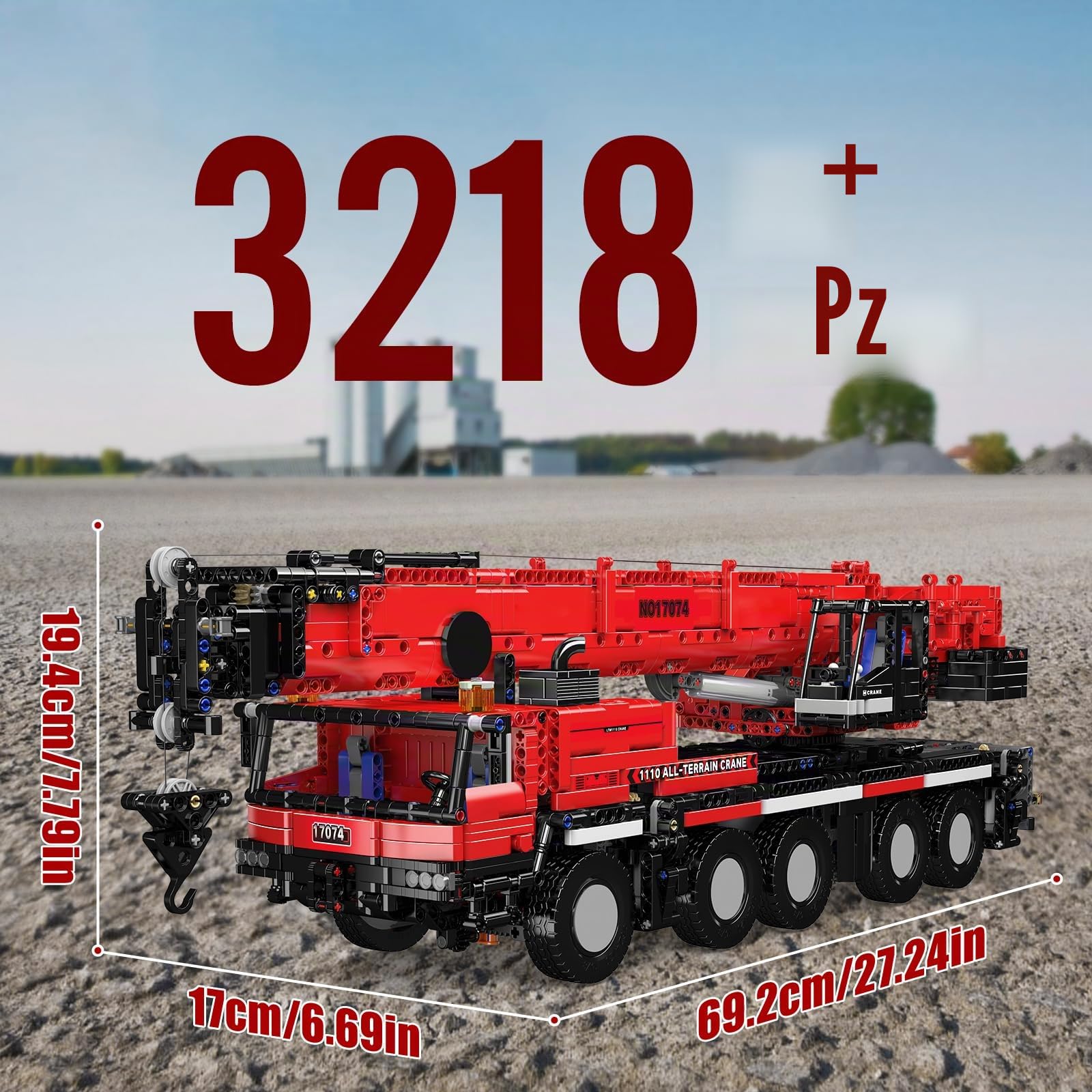 Mould King 17074 Gru di ingegneria LTM: modelli di gru da cantiere telecomandate fuoristrada, perfetti per gli amanti delle gru (3218 pezzi)