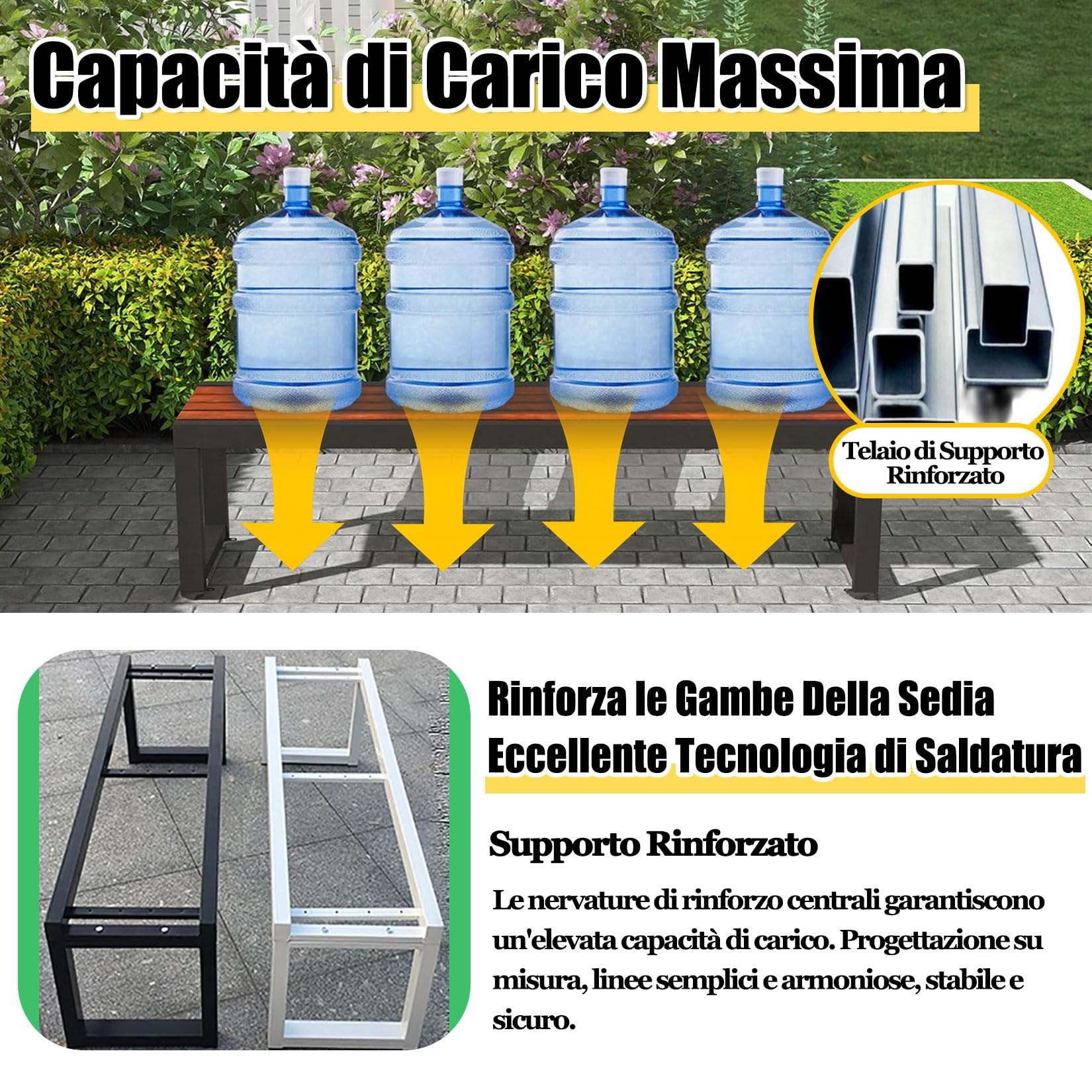 Panchina da Giardino in Ferro,Panca da Giardino,Panca da Pranzo per 2-3 Persone con Seduta a Doghe 100×40×45cm Bianco Seduta Doghe in Legno Naturale,da Esterno,Balcone o Terrazzo