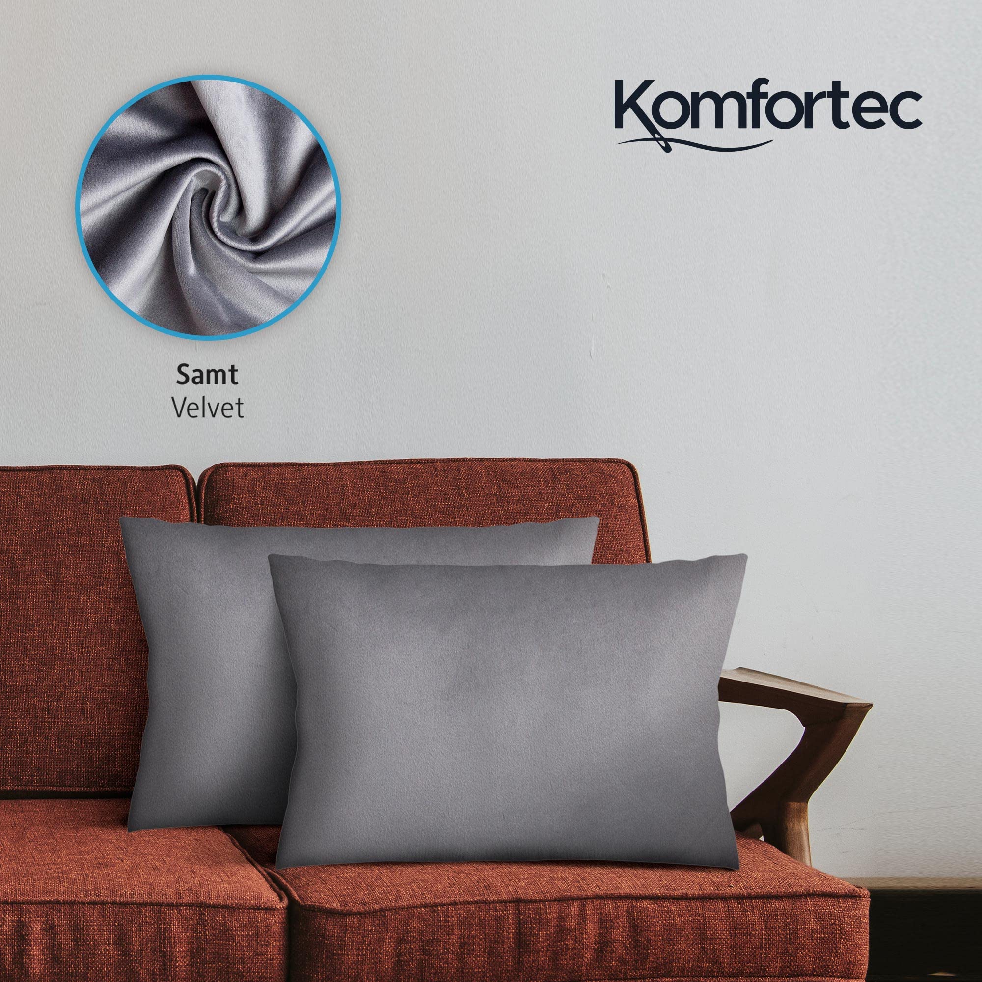 Komfortec 2er Set Samt Kissenbezüge 40x40 Cm – Verdeckter Reißverschluss, Weich & Waschbar – Anthrazit