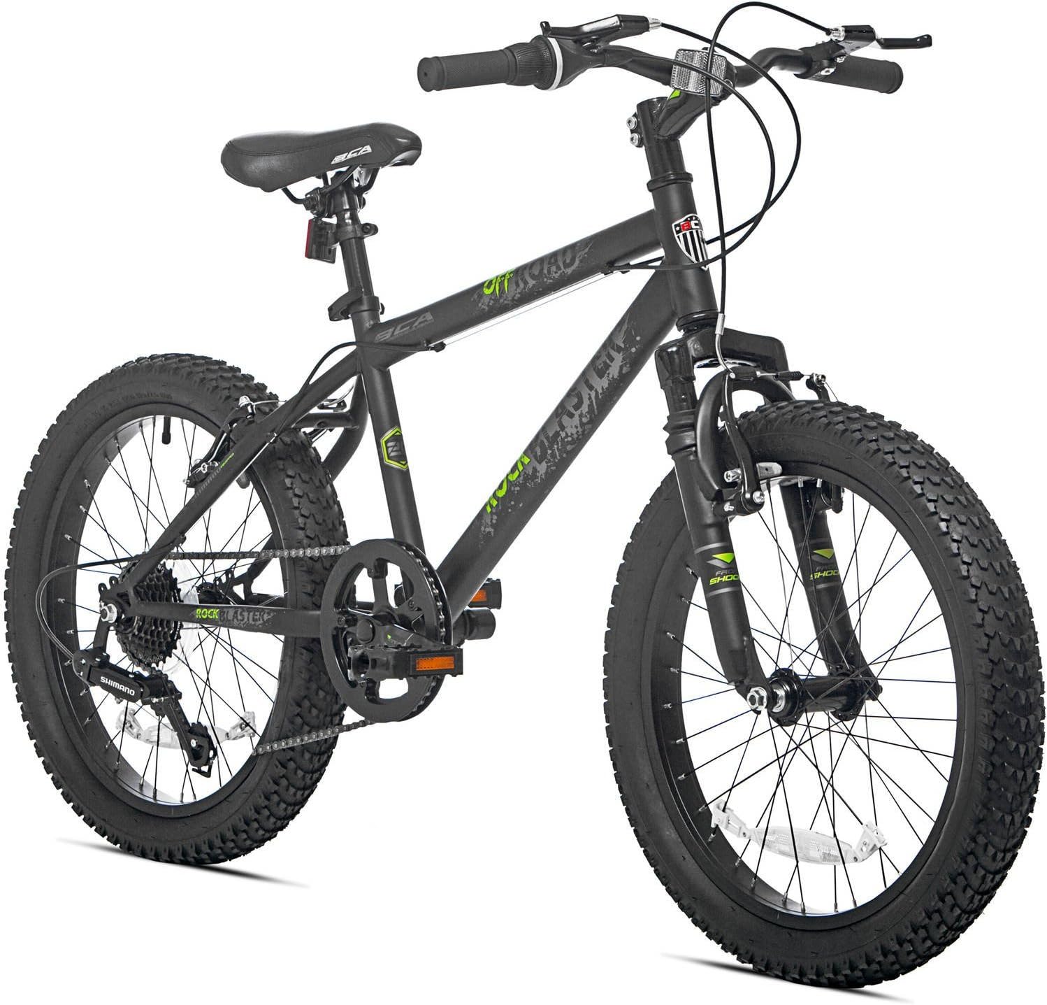 7 Speed Fat Tire Steel Frame Hardtail Kids Mountain Bike for Boys, 20 Inch with Padded Seat