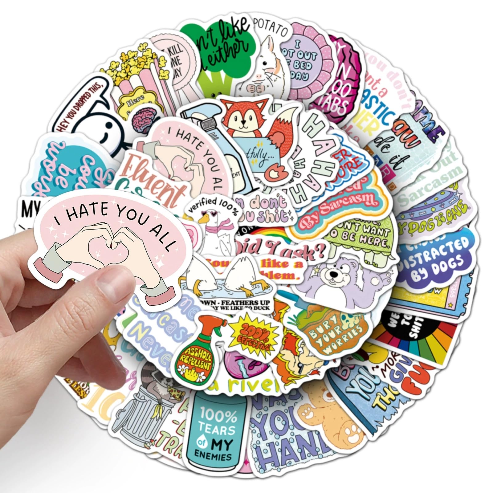 Sarcastic Stickers for Laptop(50 PCS),Gift for Children Teens Adults Girl Boys,Funny Waterproof Stickers for Skateboard,Bike,Phone,Computer,Luggage Water Bottle Guitar Motorcycle Suitcase - Image 3