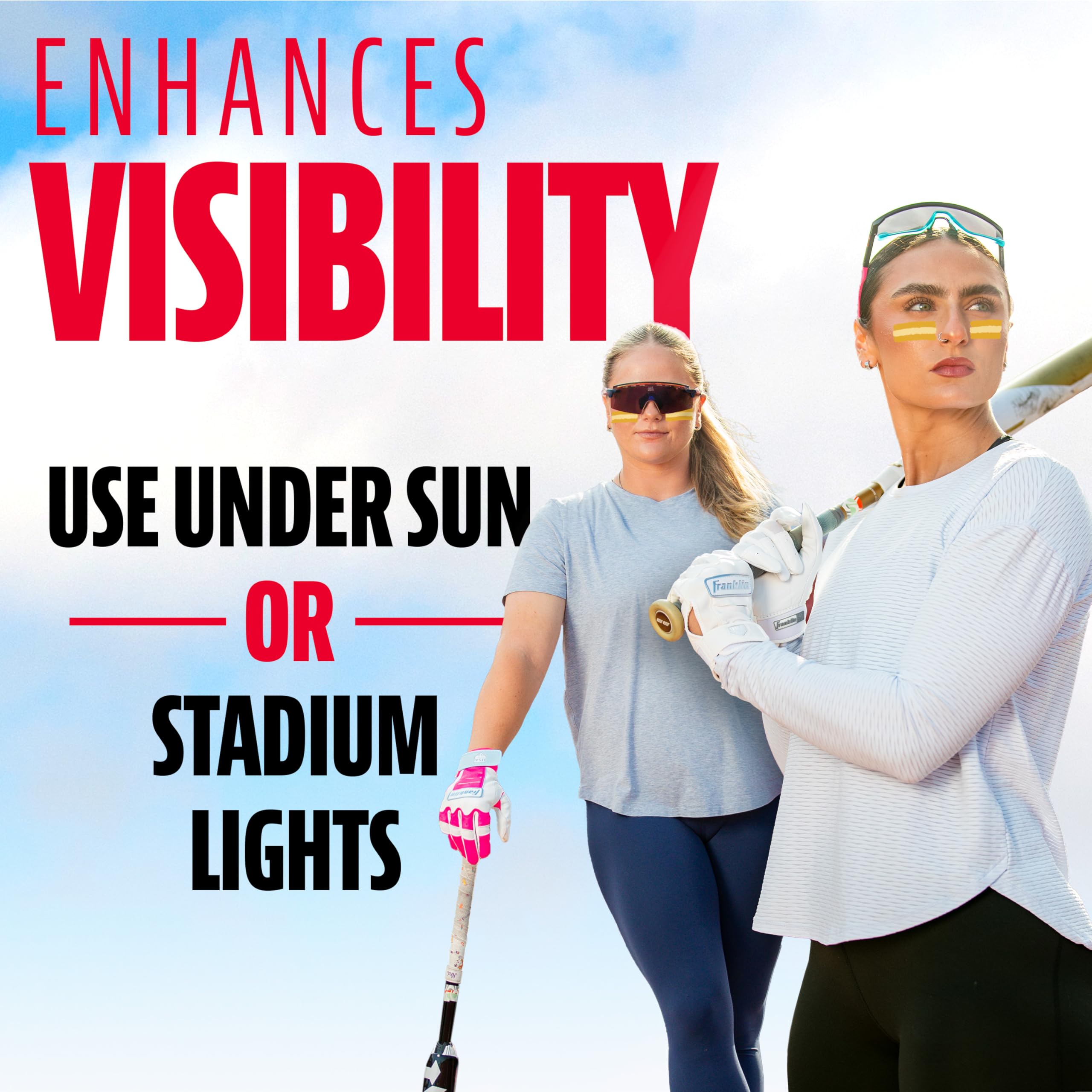 Franklin Sports WYSOKIEJ JAKOŚCI BASEBALL EYE BLACK ALL SPORTS BASEBALL SOFTBALL + PIŁKA NOŻNA 3 ZŁOTE MELT KOLORY DLA SŁOŃCA