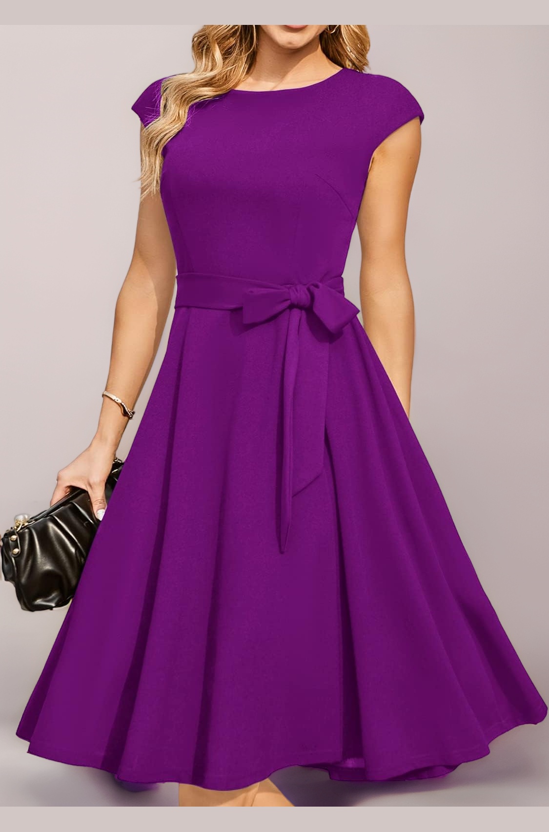 Women Casual Dresses Swing Tea Dress Cocktail Vintage A-Line Midi Party Dress