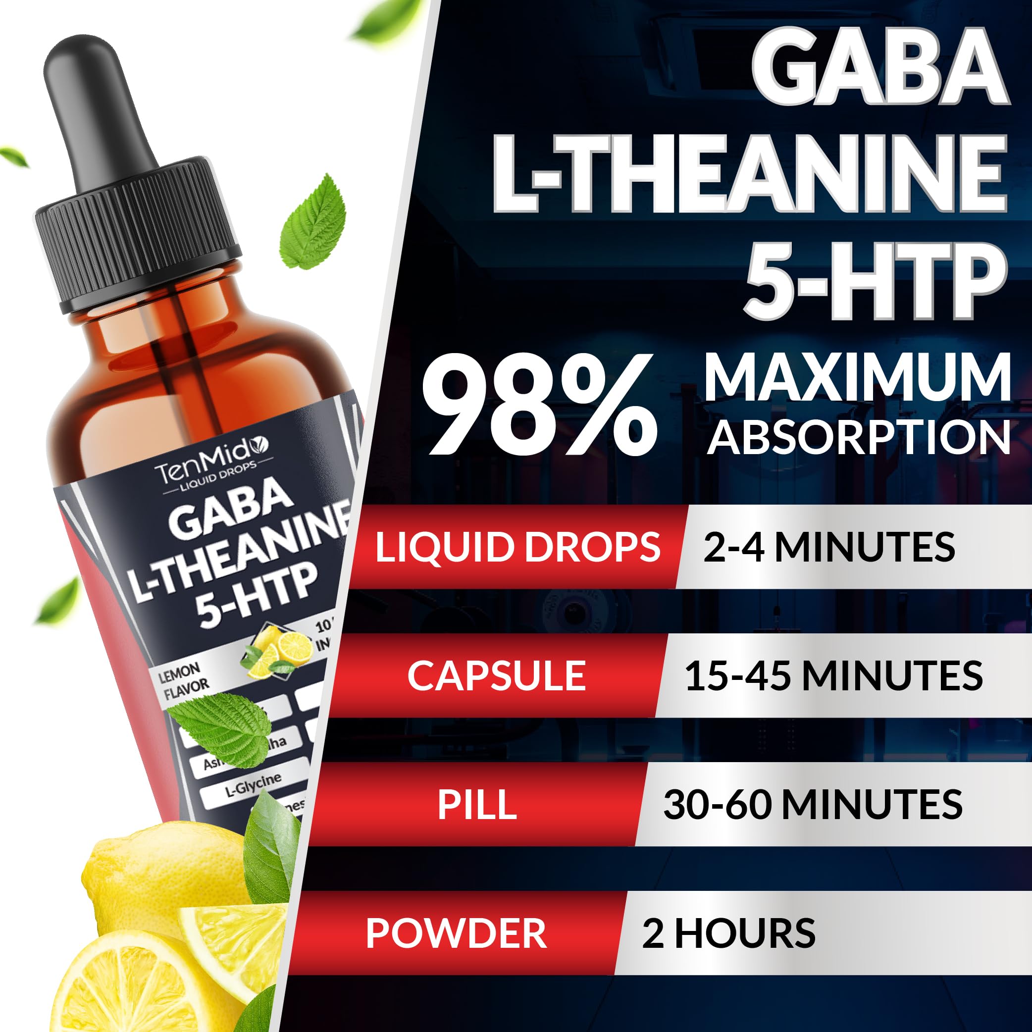 10in1 GABA L-Theanine Supplement Liquid Drops with 5-HTP, Ashwagandha, Magnesium Glycinate, Passion Flower, L-Glycine, Black Pepper and More - 30ml 1 Fl Oz — Amazon image 8