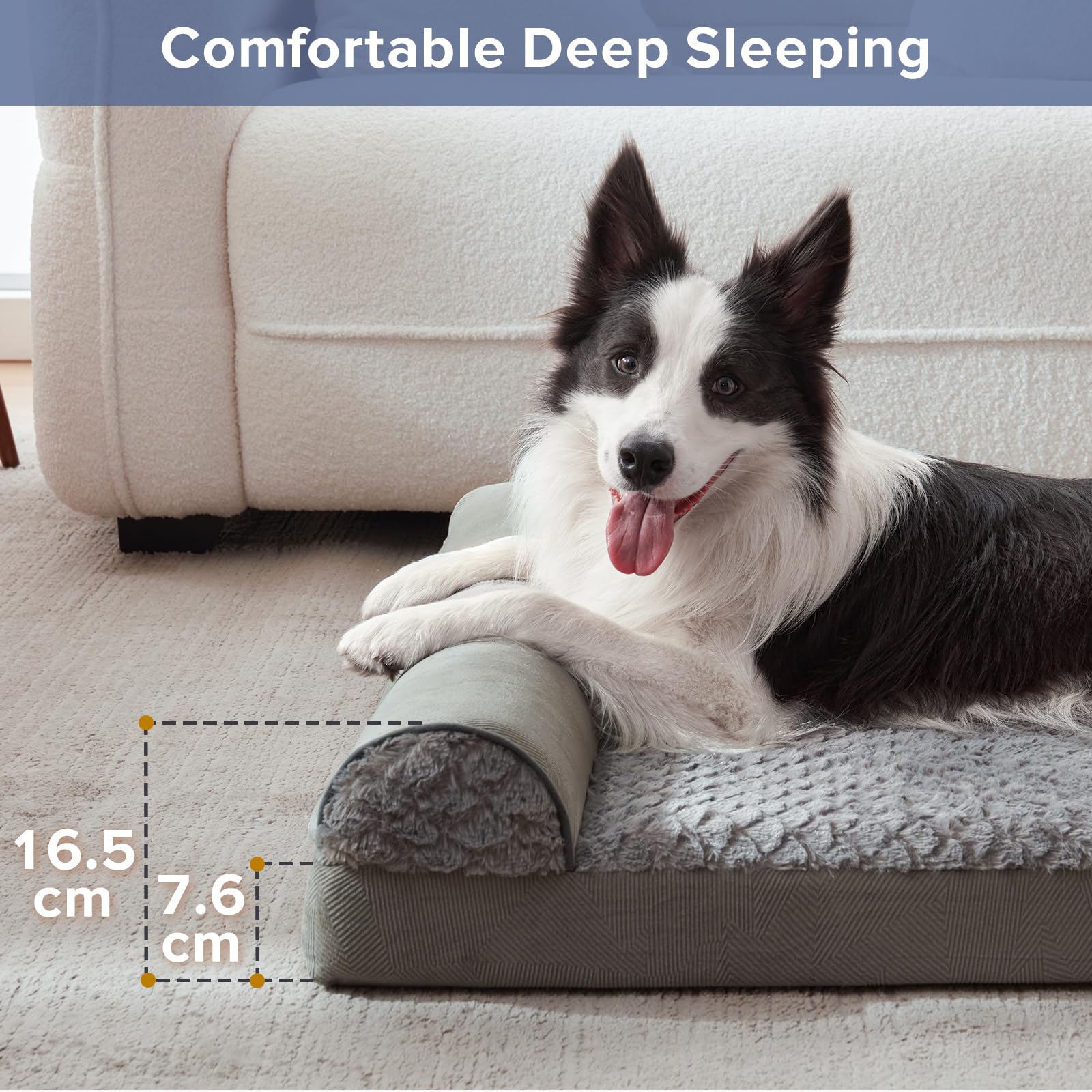 FURTIME Cuccia per cani di taglia grande, ortopedica, 89 x 64 cm, lavabile, ergonomica, con imbottitura rimovibile, antiscivolo, in gommapiuma, ortopedica