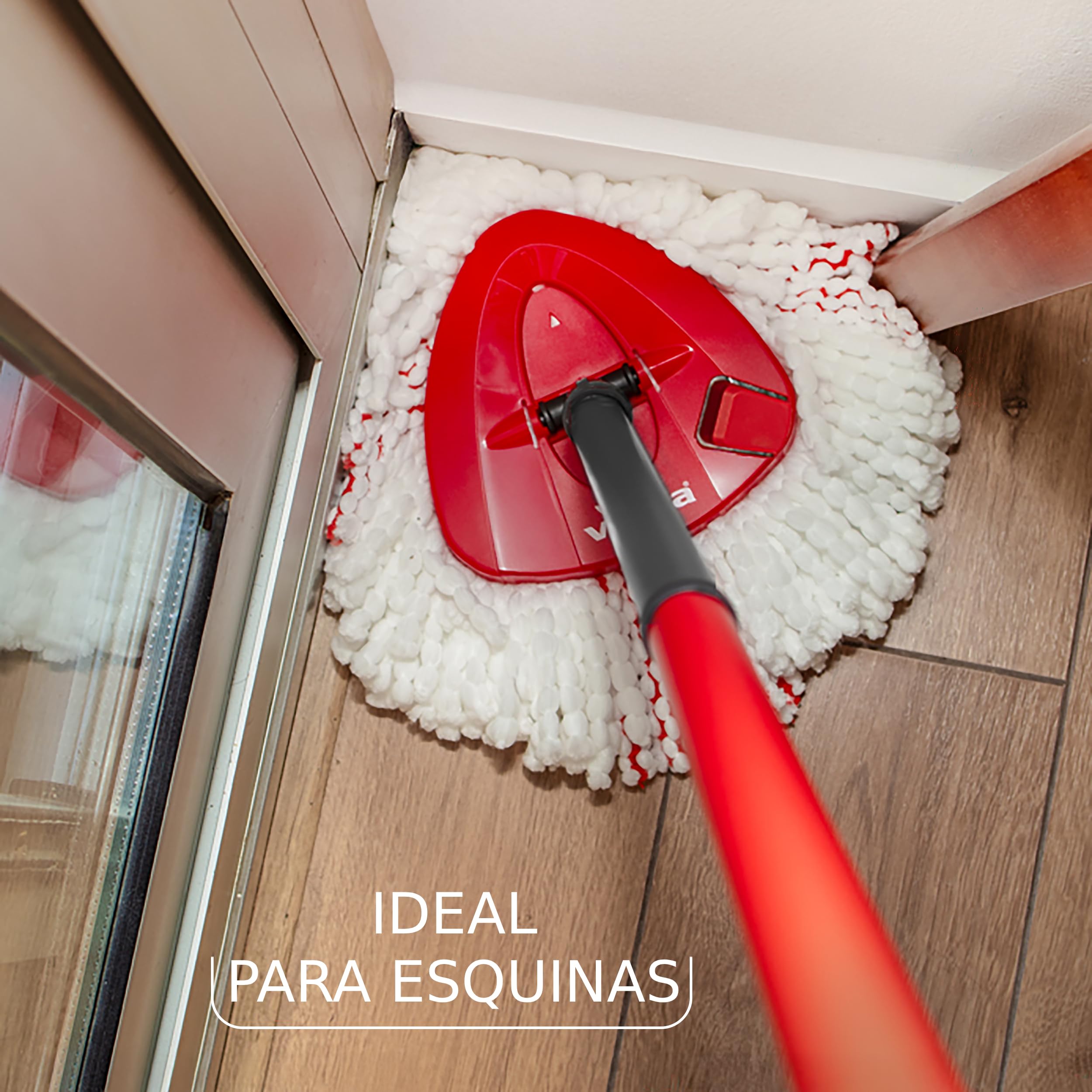 Vileda Turbo Set de Fregona con Cubo y Escurridor Giratorio Activado con Pedal | Palo telescópico de 65 a 131 cm | | Recambio de Microfibra | Limpieza Profunda con Menos Esfuerzo