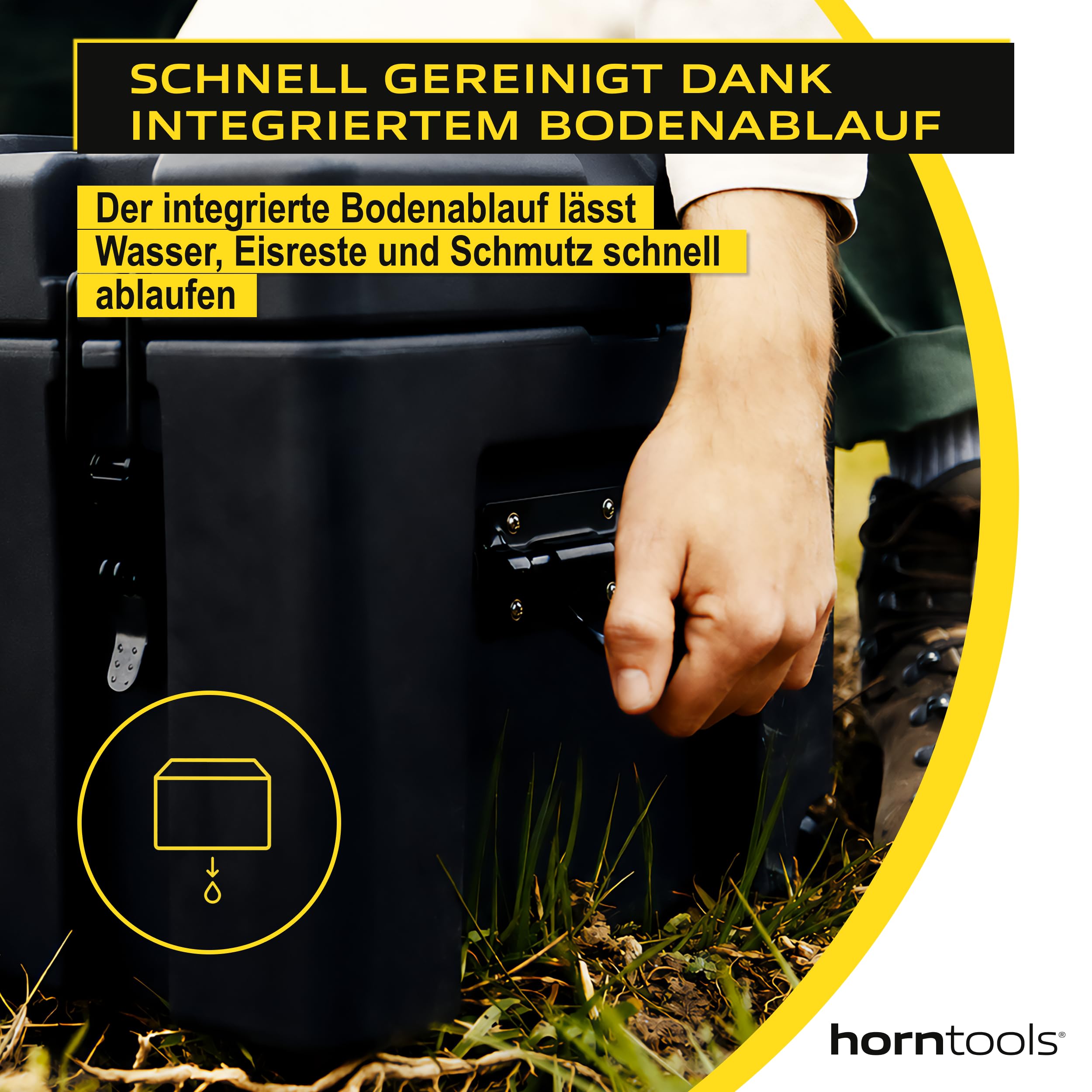 horntools Transportbox 70 L - wasserdichte Reisebox fürs Auto - Lagerbox | Abschließbare Campingbox Wetterfest - 3,6 mm Polyethylen - Sichere Verschlüsse für Auto, Dachträger, Jagd, Boot & Camping