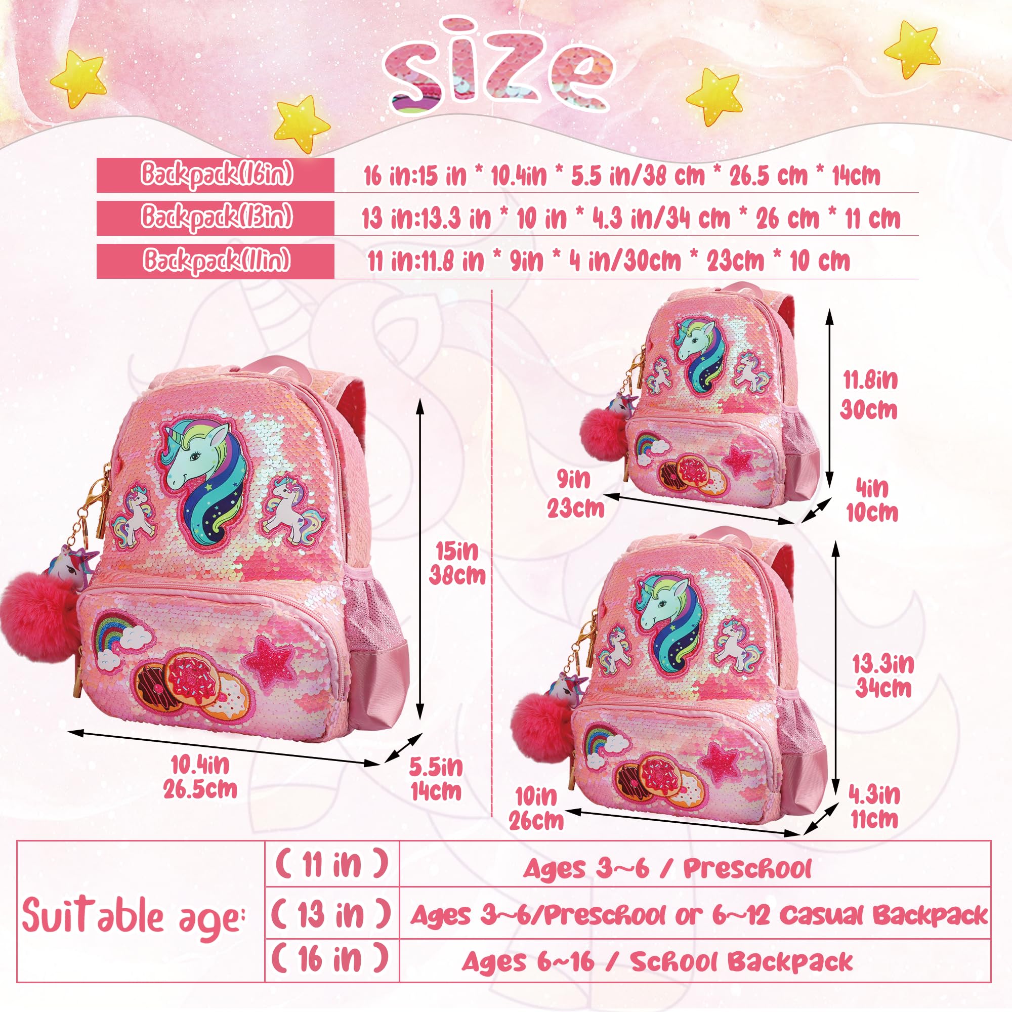 Mochila Unicornio Niña Lentejuelas,Mochila Guarderia Niño Bonito,Mochilas Escolares Infantiles Personalizadas,Mochilas Preescolar Moda,Casual Bolsa Niñas,Regalo para Cumpleaños Xmas