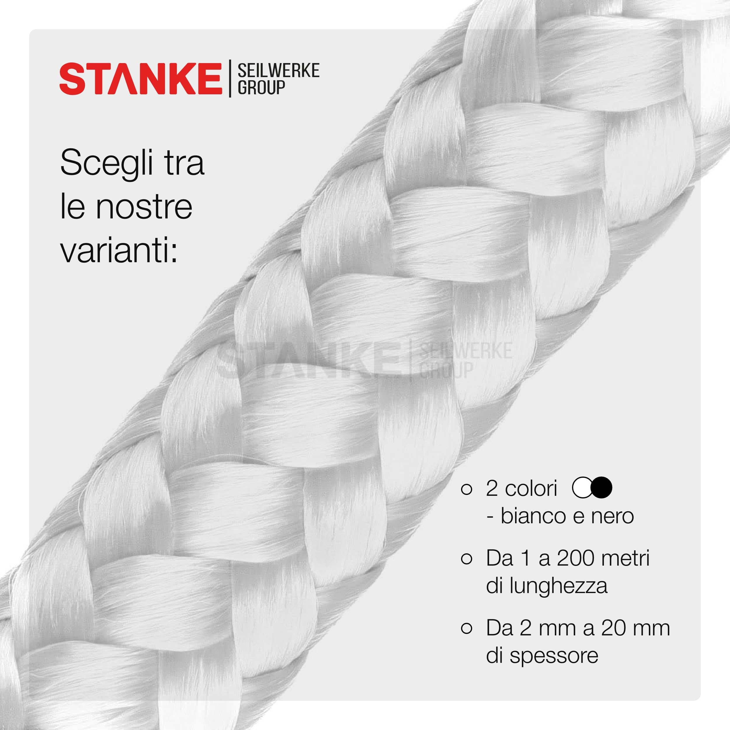 Seilwerk STANKE Corda polipropilene bianco 12mm 100m - Cavo stendibiancheria, per stendere il bucato esterno - Corda per attaccare la tenda, pesca, campeggio