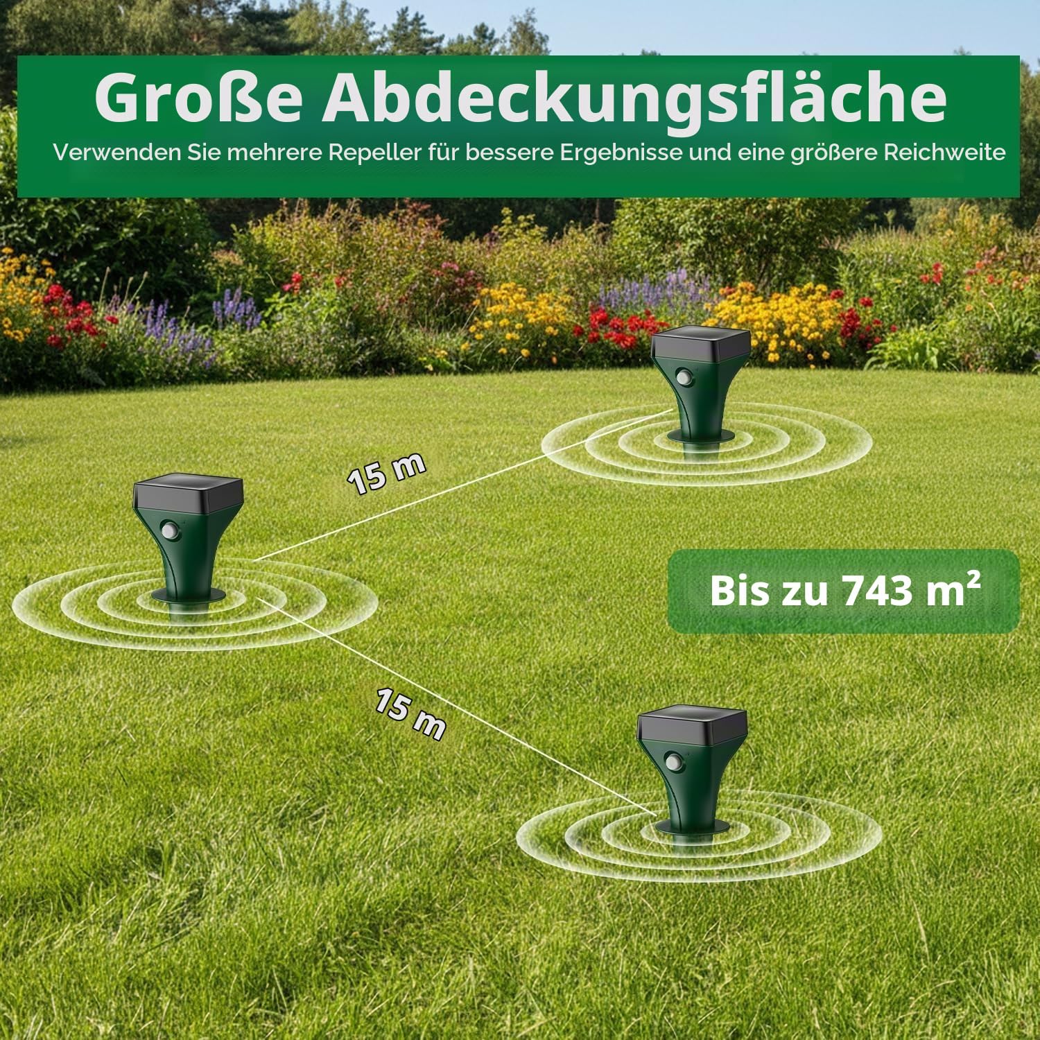 Maulwurf Vertreiber 4er, Solar Maulwurfschreck Testsieger mit Ultraschall, IP65 Wasserdicht, Effektive Wühlmausabwehr gegen Maulwürfe und Wühlmäuse, für Garten & Rasen