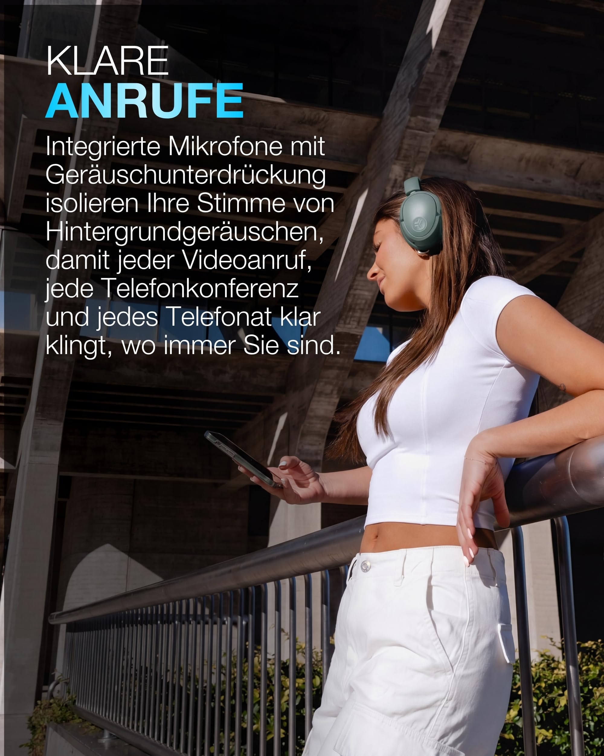 JLab JBuds LUX ANC Noise Cancelling Kopfhörer Over Ear Bluetooth kabellos mit Mikrofon und aktiver Geräuschunterdrückung, 70+ Std. Spielzeit, Faltbare Bluetooth Headphones, Immersive Audio, Salbei