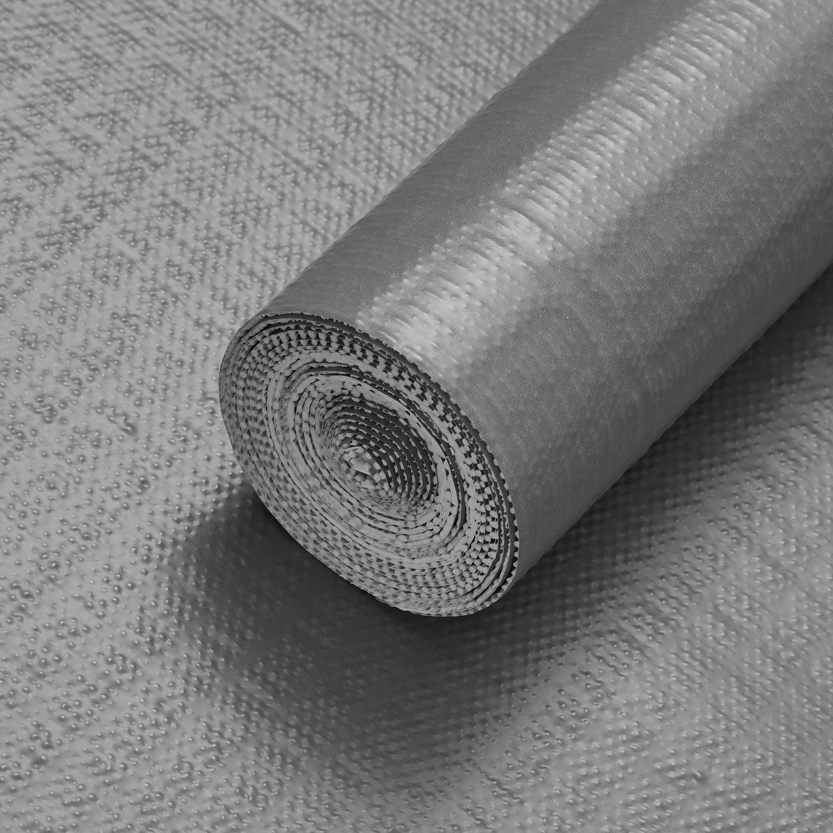 Viseeko Drawer Liners Non Slip, 45 x 600 cm Shelf Liners for Kitchen Cupboards, Waterproof Wipeable Non Adhesive Cabinet Mat for Bedroom, Bathroom, Makeup, Solid Grey