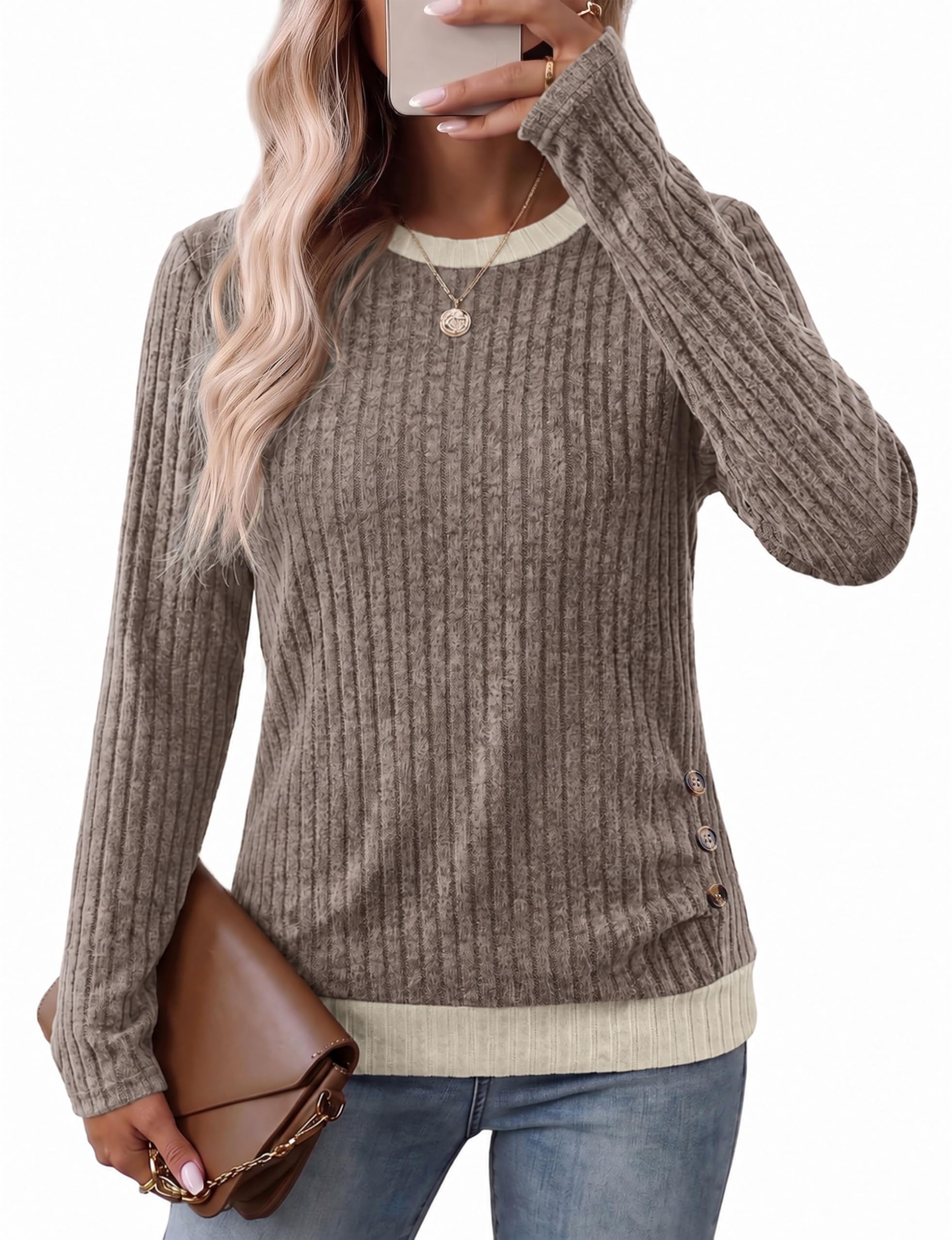 Sampeel Long Sleeve Shirts for Women Lightweight Sweaters Fall Tops