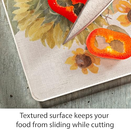 Miniatura 3 de Autumn In Bloom - Tabla de cortar decorativa de vidrio templado tolerante al calor de 0.118 in, 15 x 12 pulgadas, fabricada en los Estados Unidos