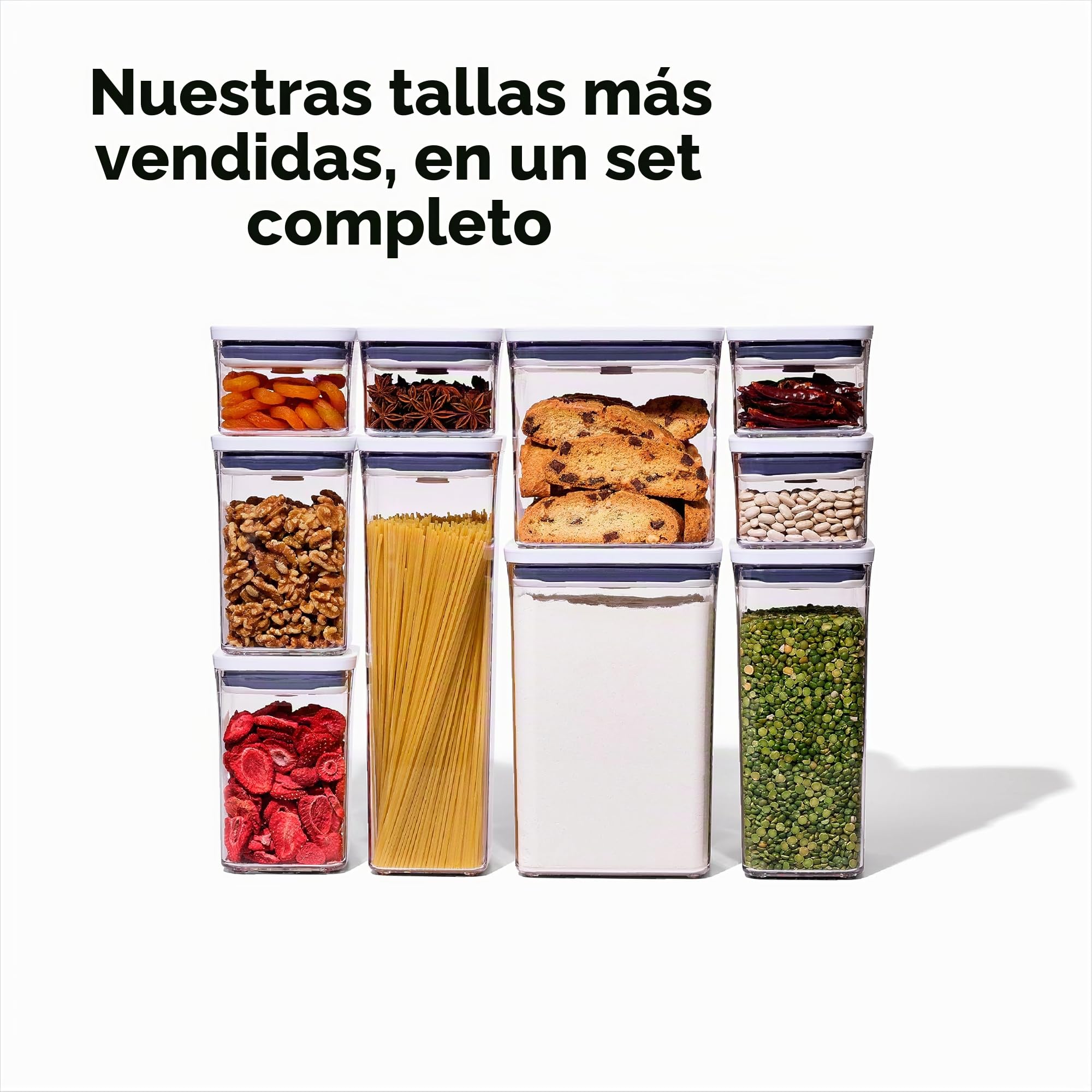 OXO 11236000 Good Grips - Juego de recipientes POP de 10 piezas, plástico, color blanco