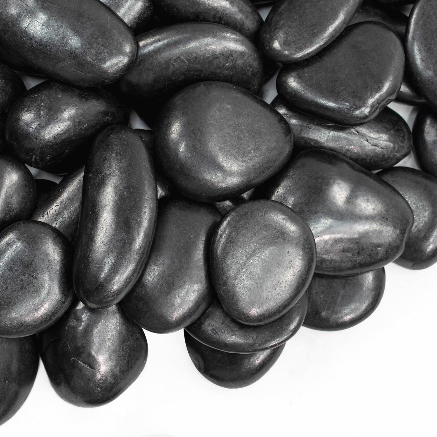 20lbs Large River Rocks, 2-3 Inch Black Pebbles for Plants, High Polished Natural Decorative Stones for Aquarium Vase Filler Fish Tank Landscaping Garden