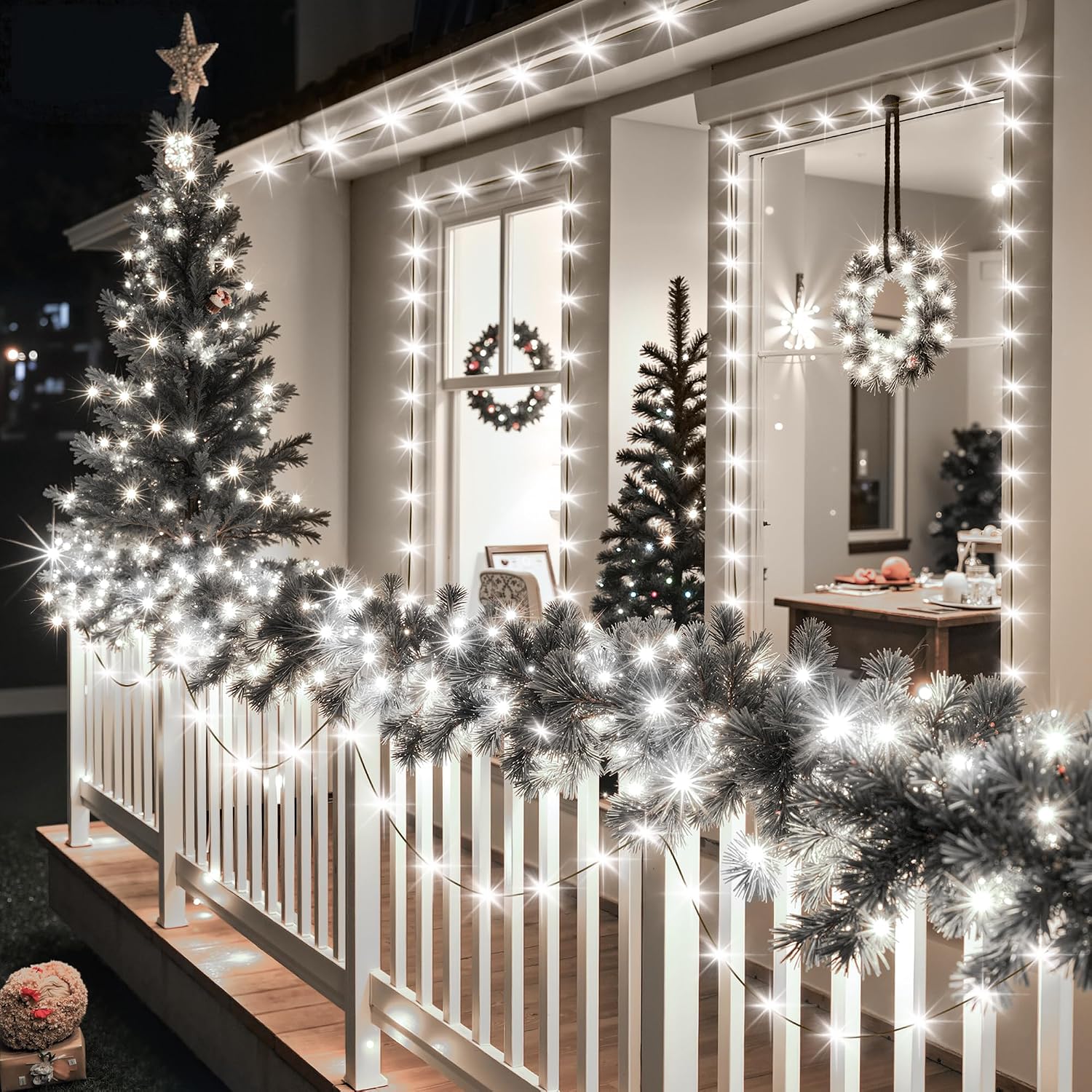 Larkvue 394FT 1200 LEDs String Lights with Remote, Waterproof Dimmable 8 Modes Timer & Memory Function Fairy Rope Light for Christmas Decor-Cool White
