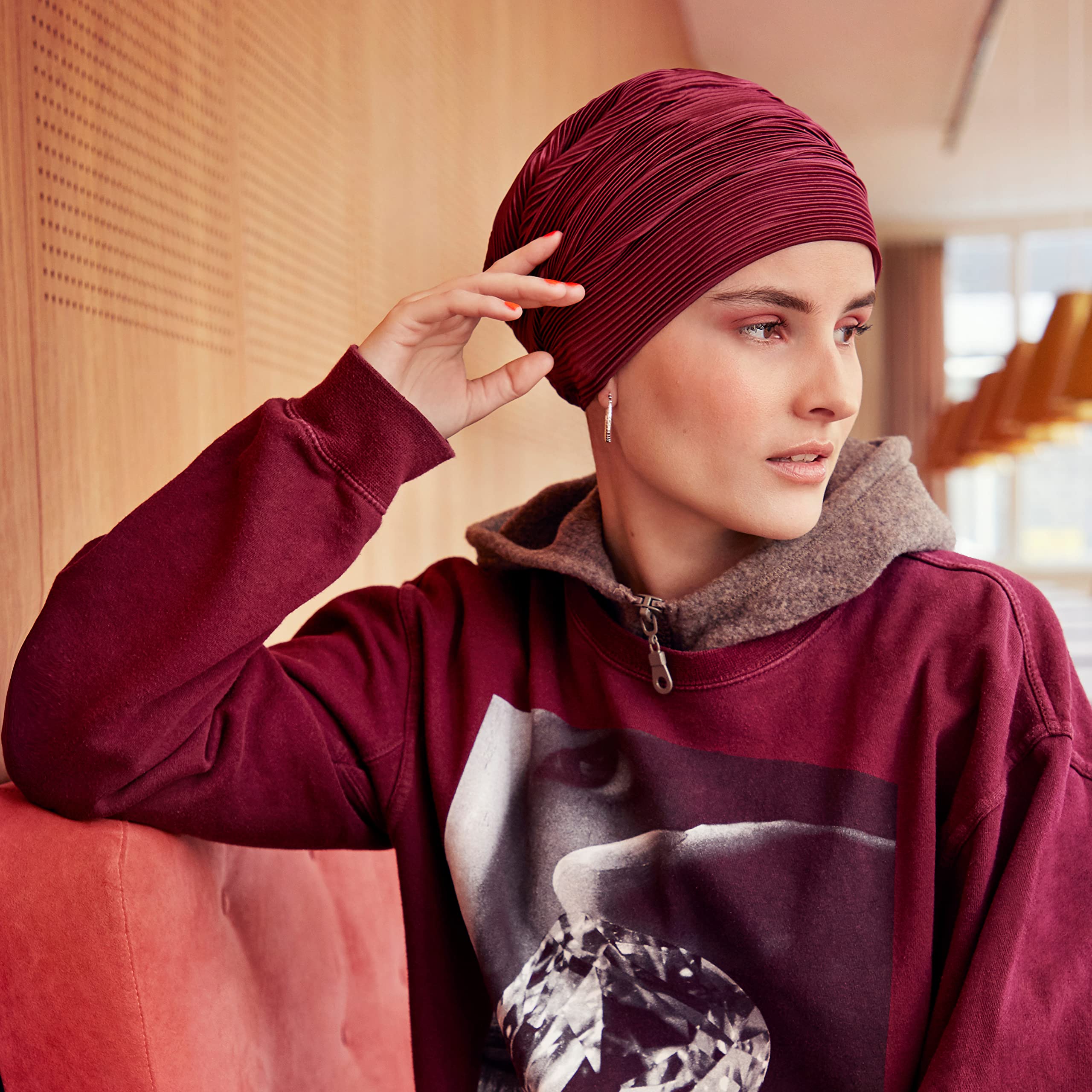 Bellissimo Turbante Bordeaux Luna dal Danese, Multicolore, Etichettalia Unica Donna